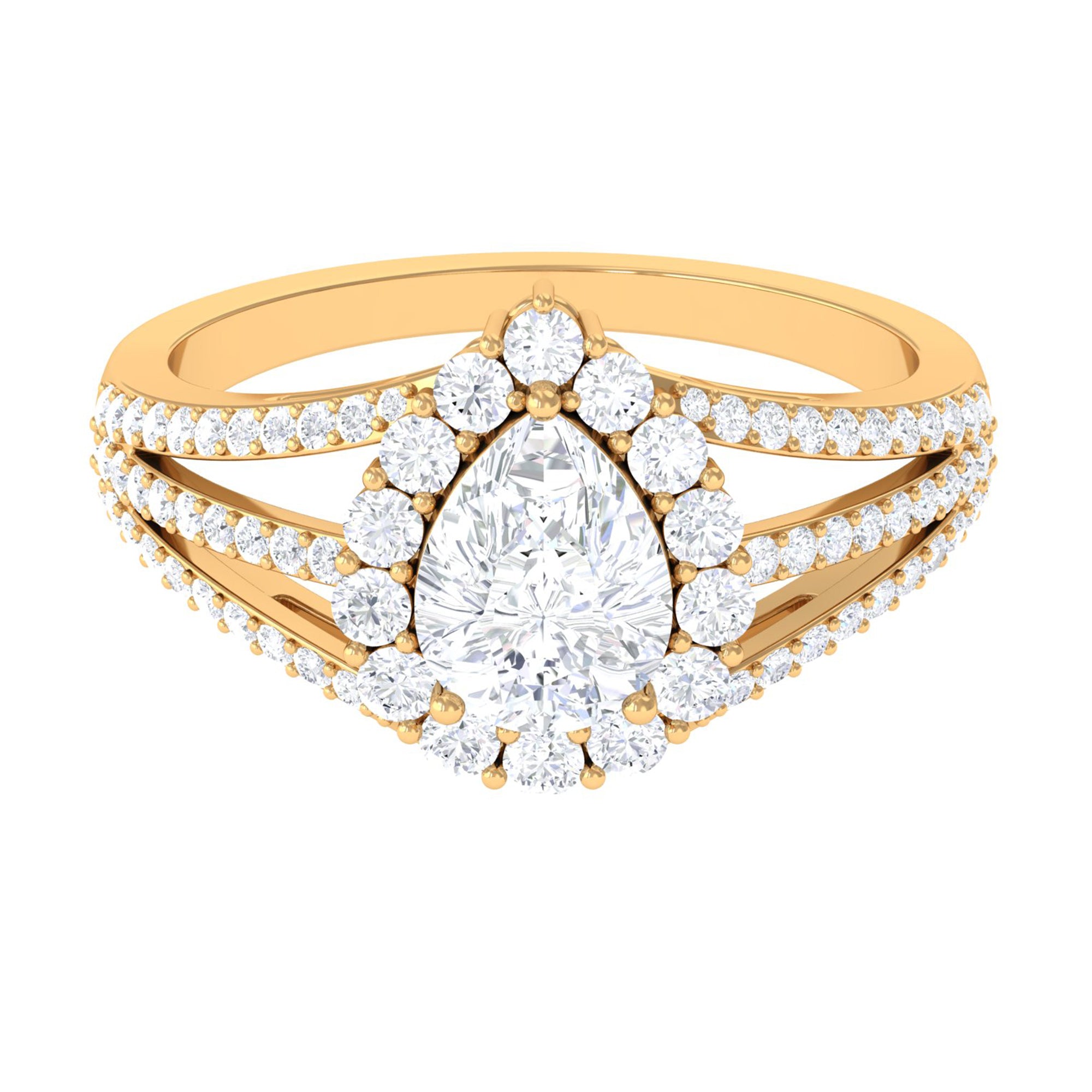 Pear Cut Zircon Statement Engagement Ring AAAA - Rosec Jewels