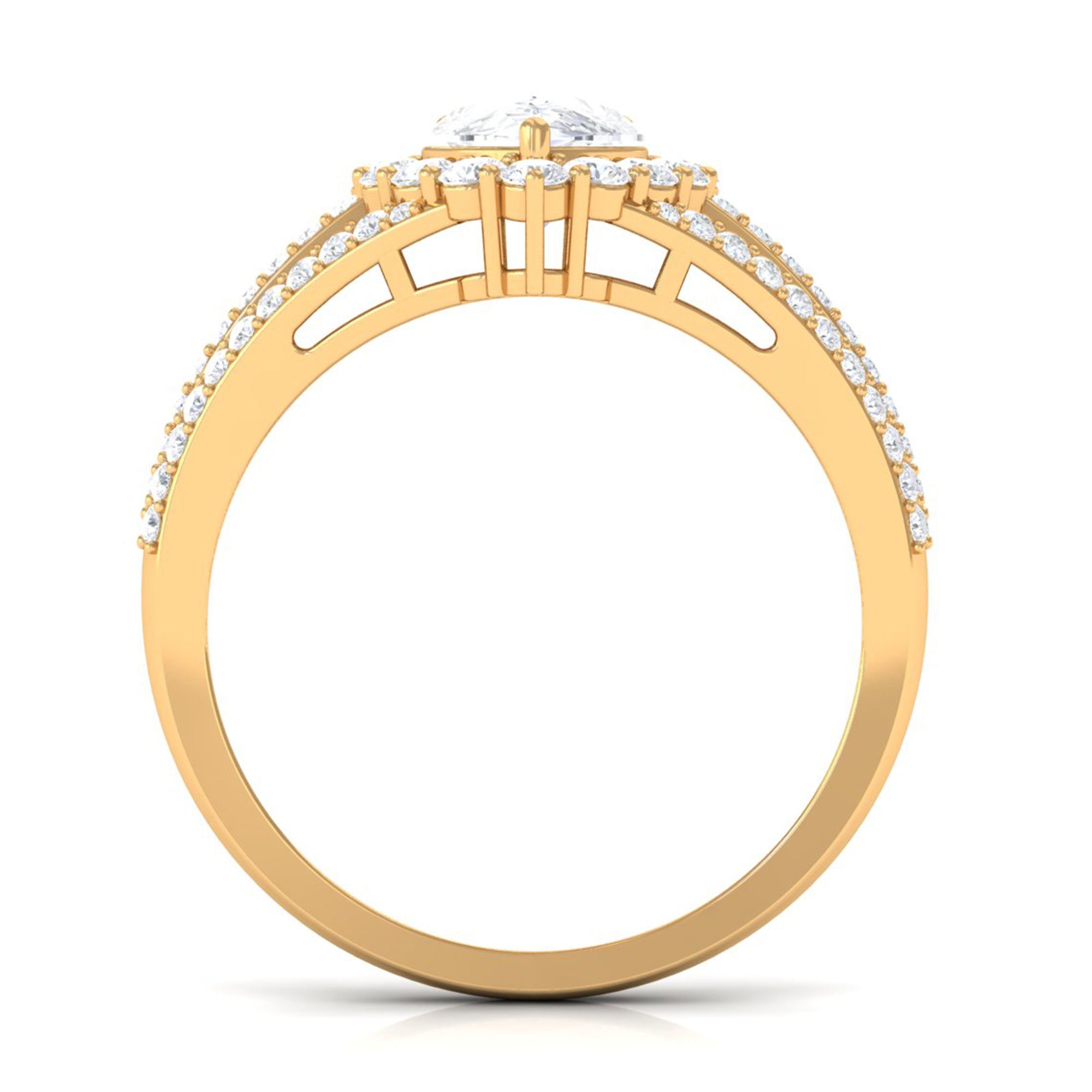 Pear Cut Zircon Statement Engagement Ring AAAA - Rosec Jewels