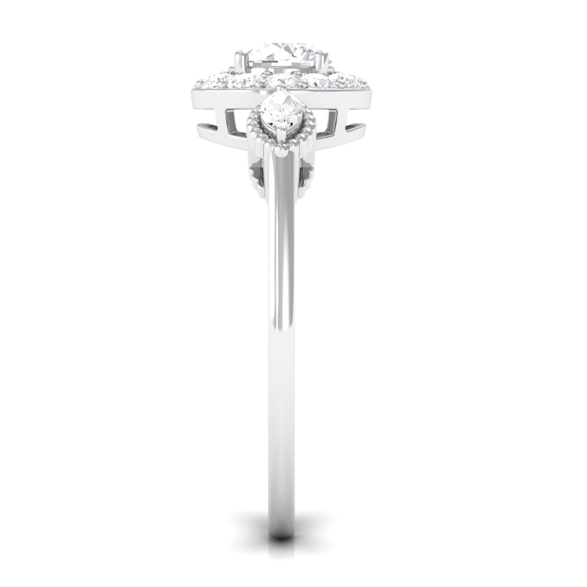 Classic Round Zircon Engagement Ring with Halo AAAA - Rosec Jewels