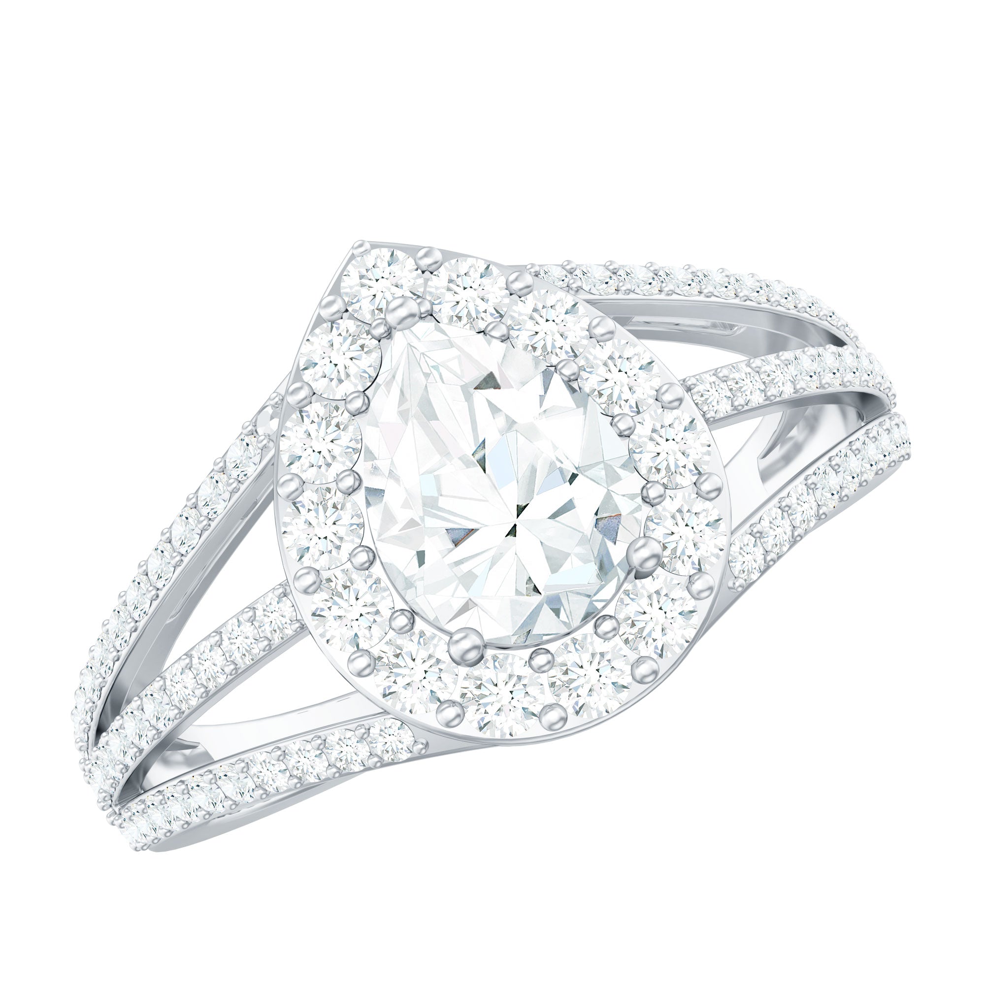 2.50 CT Split Shank Zircon Teardrop Engagement Ring