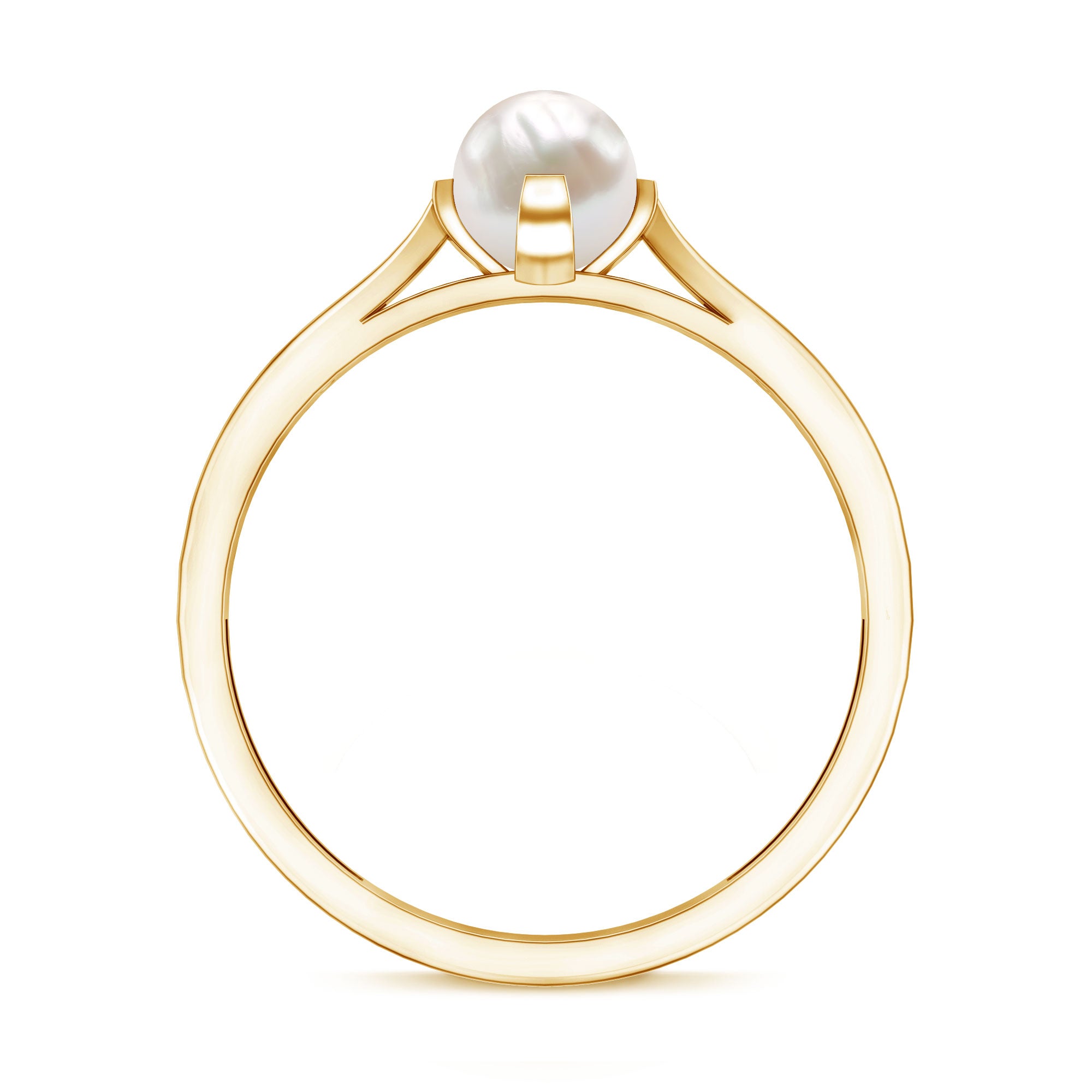 Cultured 2 Carat Freshwater Pearl Solitaire Promise Ring with Diamond AAA - Rosec Jewels