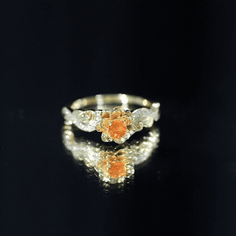 Rosec Jewels-Genuine Citrine Rose Engagement Ring with Diamonds