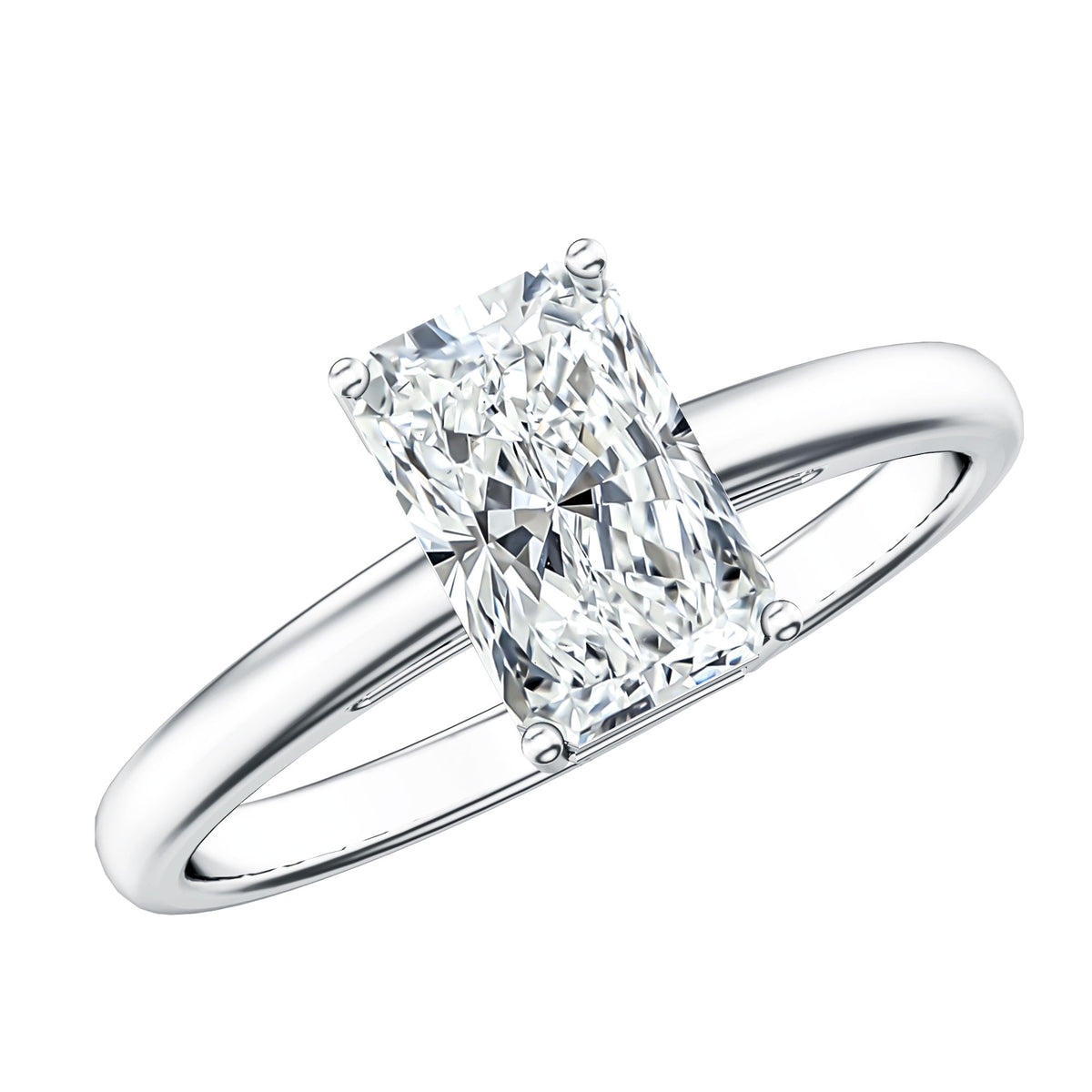IGI Certified Solitaire Lab Grown Diamond Radiant Cut Engagement Ring 2 Carat Lab - ( E-VS1 ) - Rosec Jewels