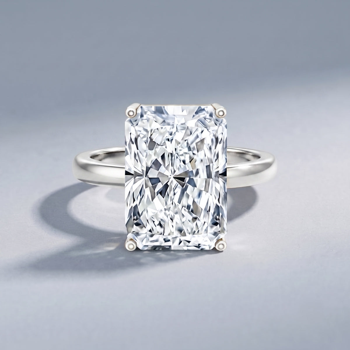 Solitaire 3 Carat Radiant Cut Lab Created Diamond Engagement Ring IGI Certified Lab - ( E-VS1 ) - Rosec Jewels