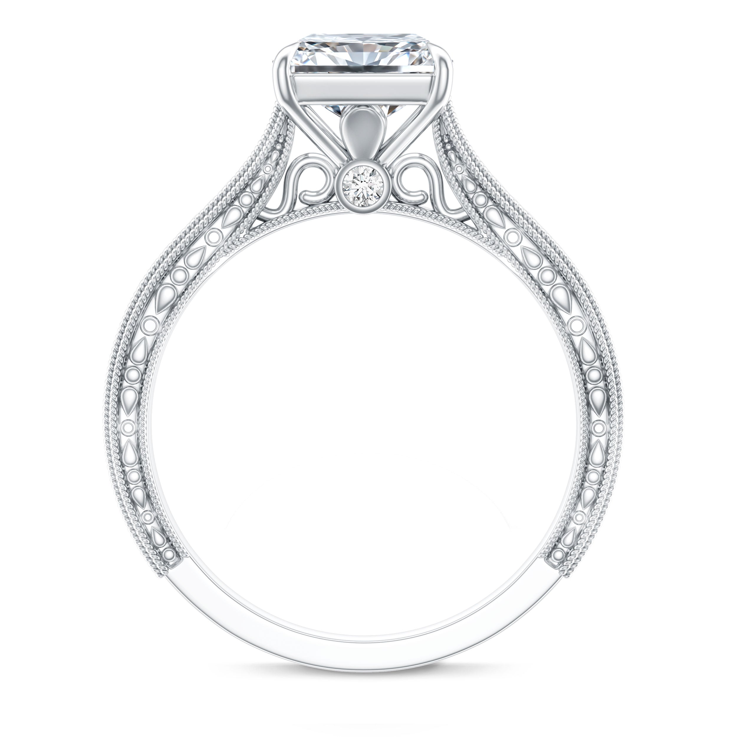 Vintage Inspired 3 Carat Radiant Cut Lab Grown Diamond Engagement Ring IGI Certified Lab - ( E-VS1 ) - Rosec Jewels