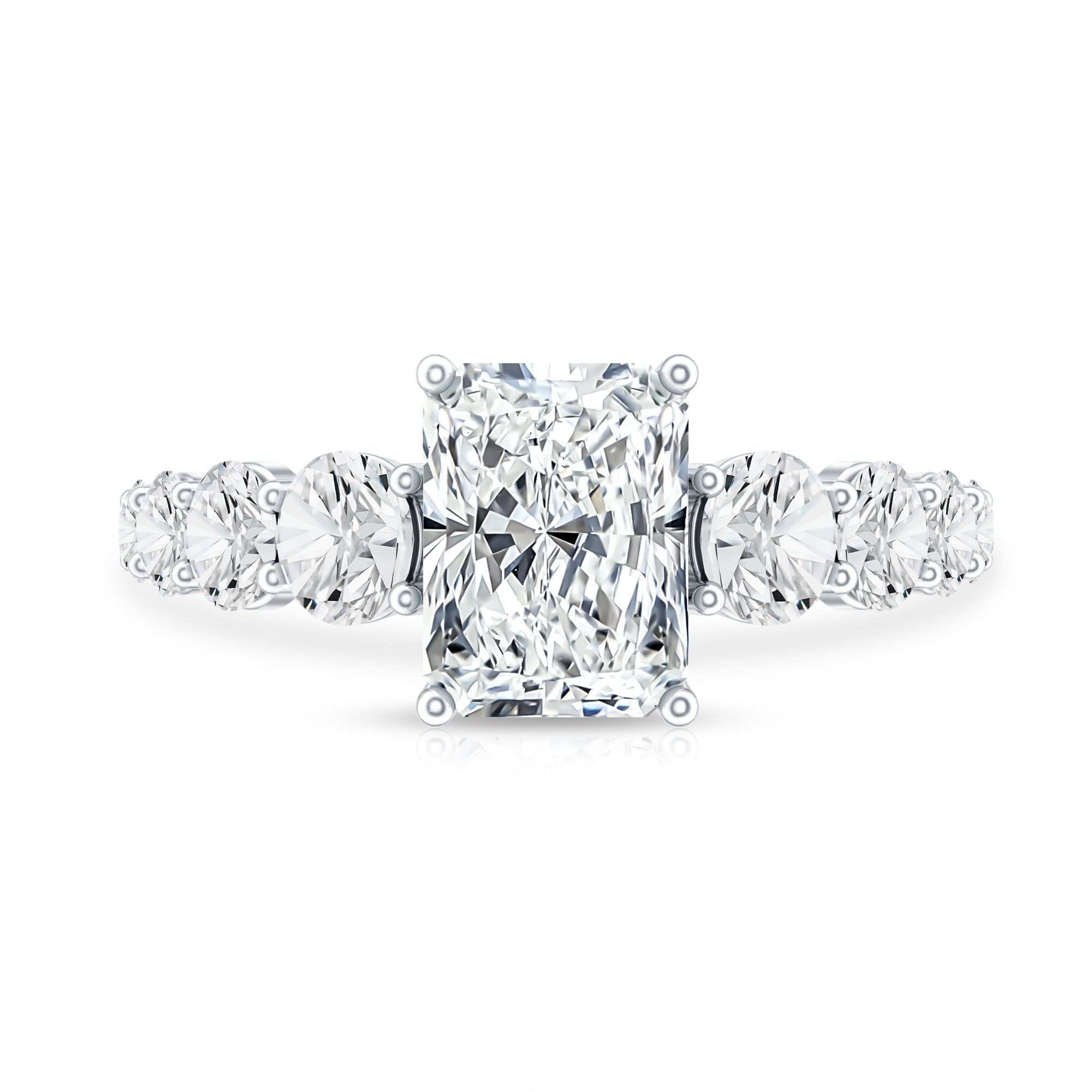 2 Carat IGI Certified Lab Diamond Radiant Cut Engagement Ring with Side Stones Lab - ( E-VS1 ) - Rosec Jewels