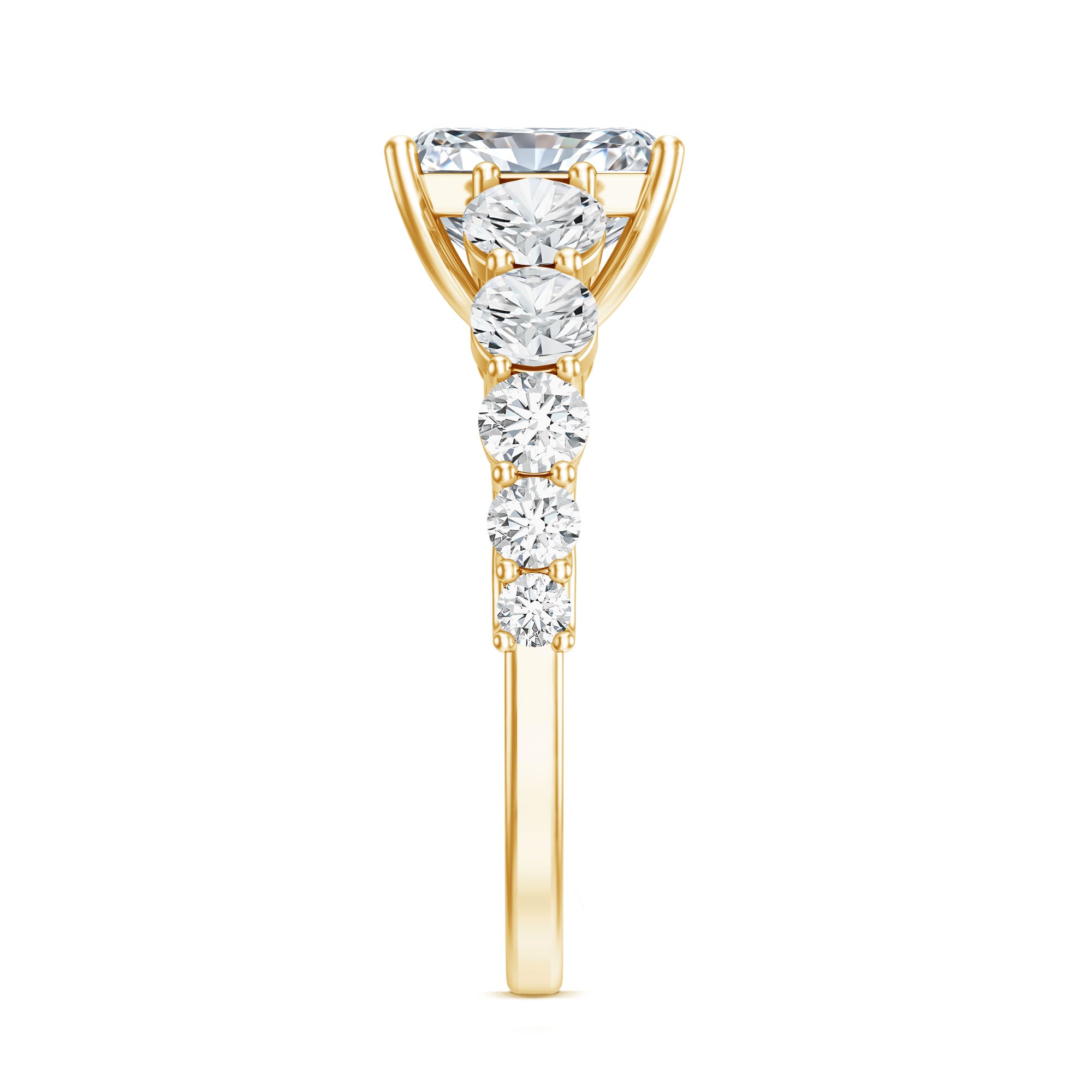 2 Carat IGI Certified Lab Diamond Radiant Cut Engagement Ring with Side Stones Lab - ( E-VS1 ) - Rosec Jewels