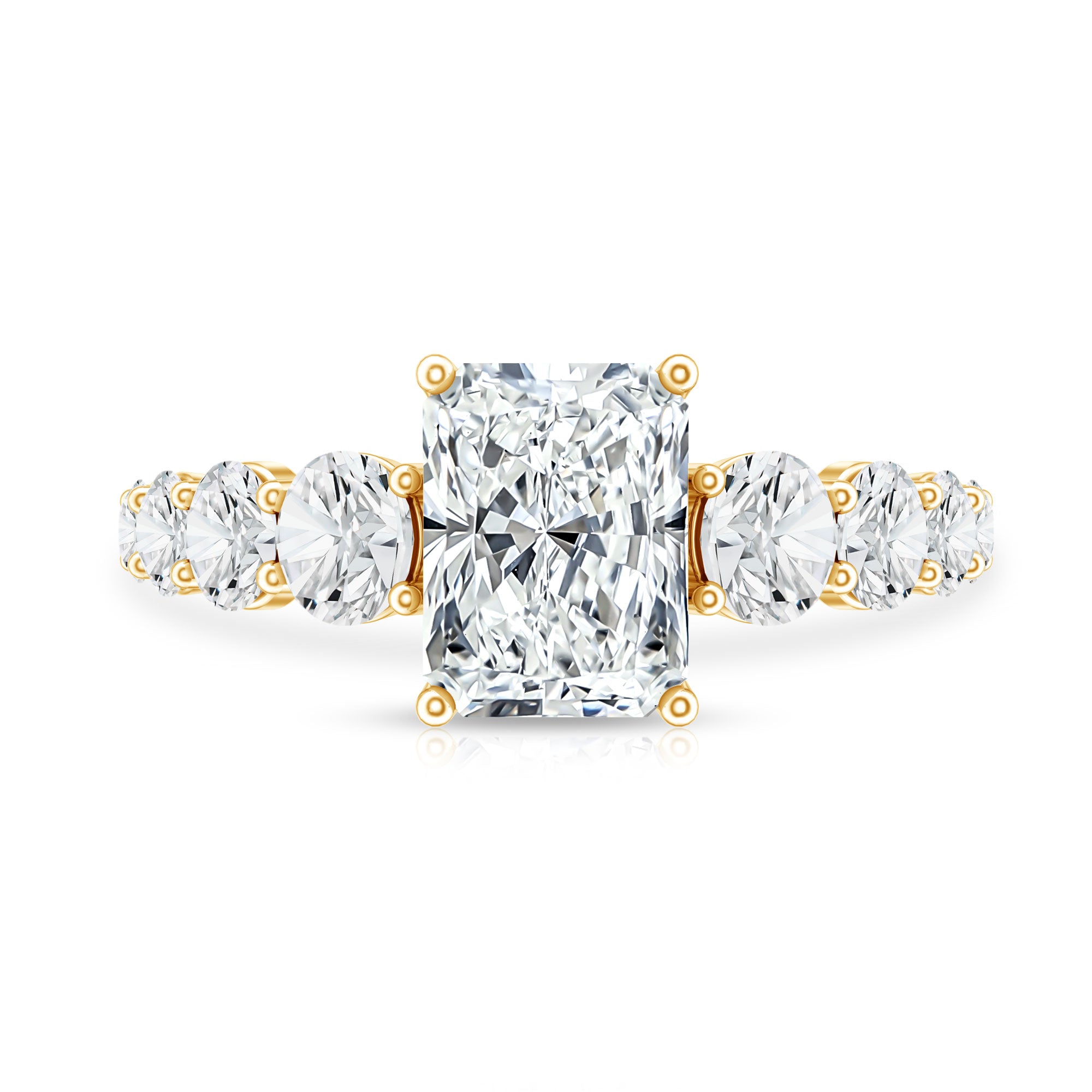 2 Carat IGI Certified Lab Diamond Radiant Cut Engagement Ring with Side Stones Lab - ( E-VS1 ) - Rosec Jewels