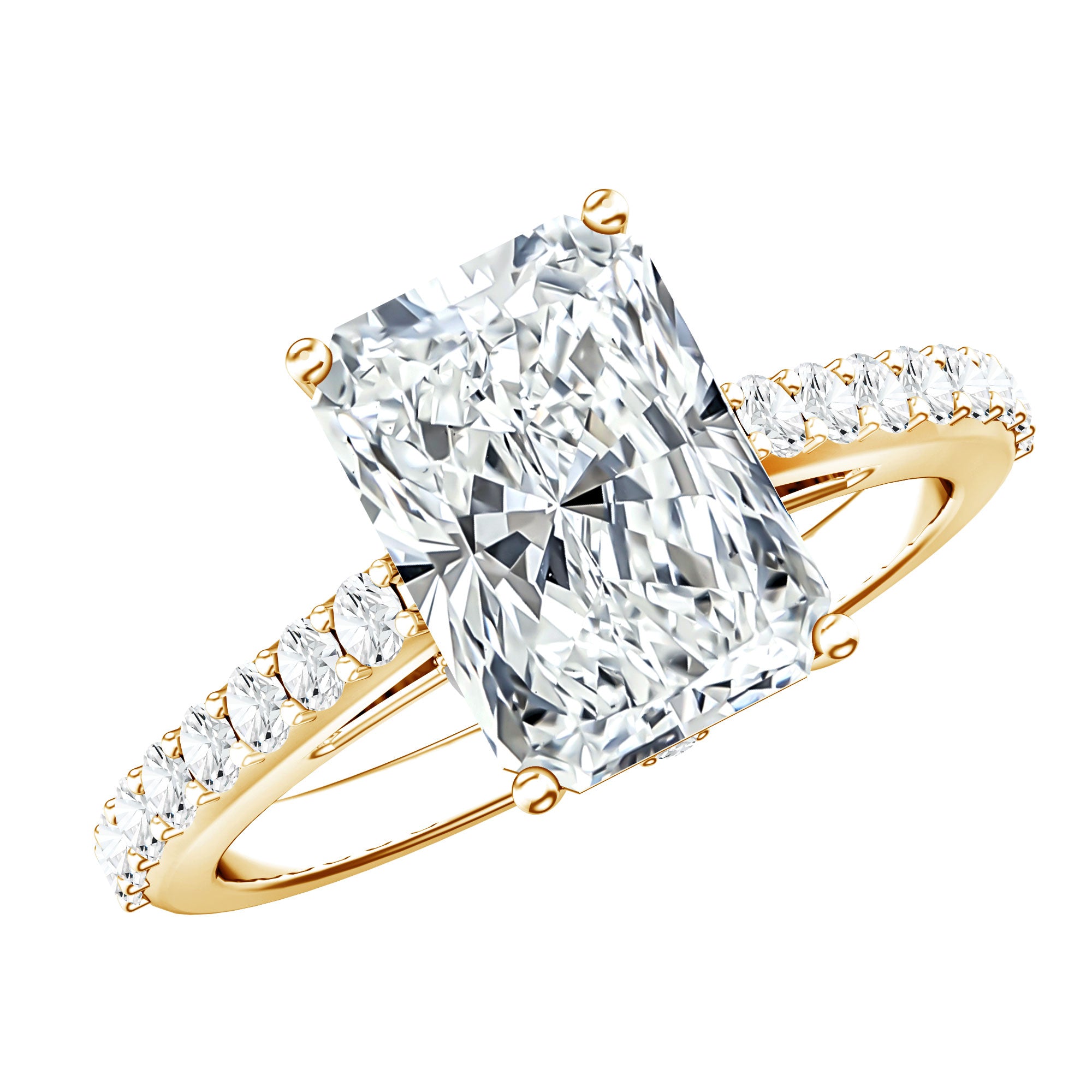 3 Carat Radiant Cut Lab Grown Diamond Hidden Halo Engagement Ring with IGI Certificate Lab - ( E-VS1 ) - Rosec Jewels