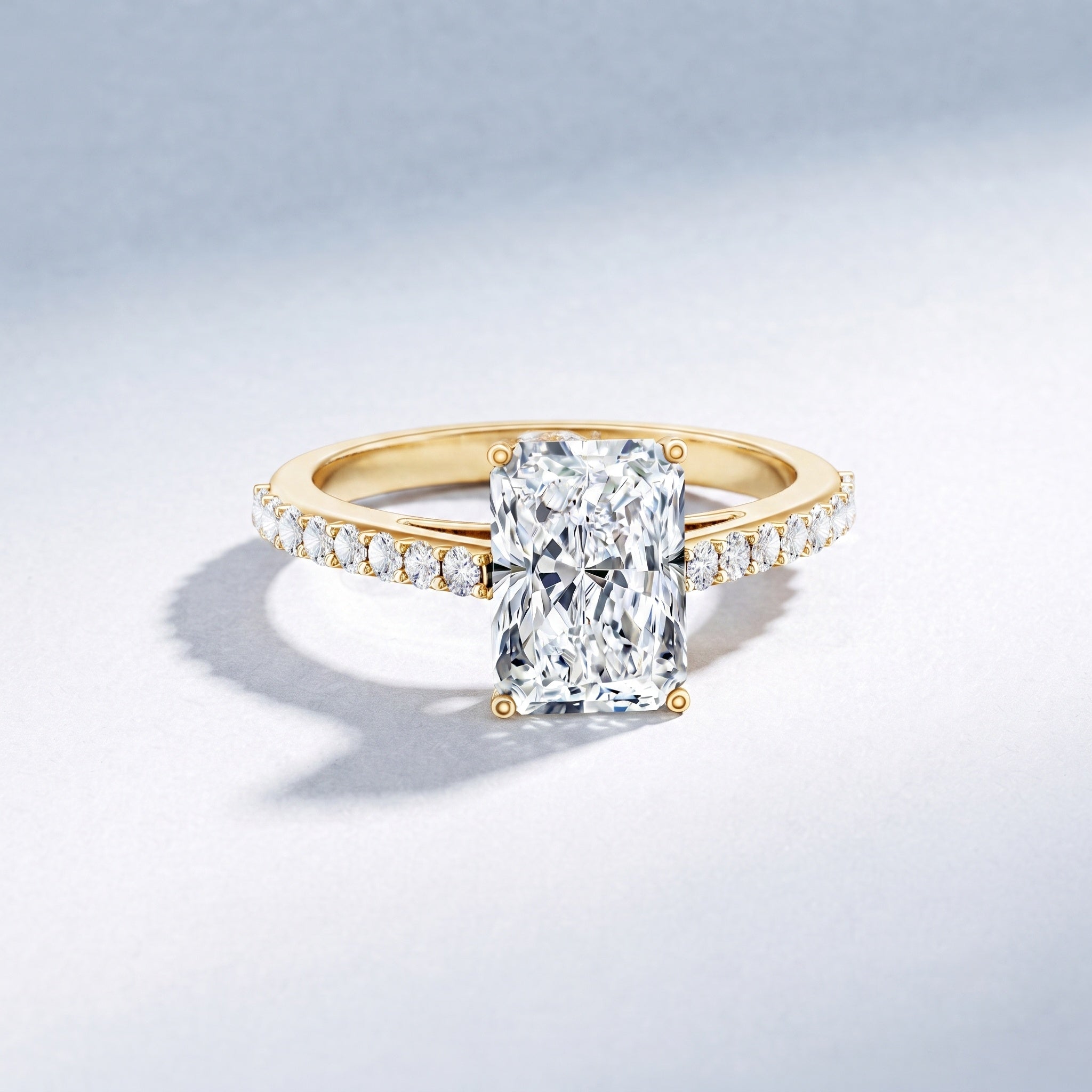 3 Carat Radiant Cut Lab Grown Diamond Hidden Halo Engagement Ring with IGI Certificate Lab - ( E-VS1 ) - Rosec Jewels