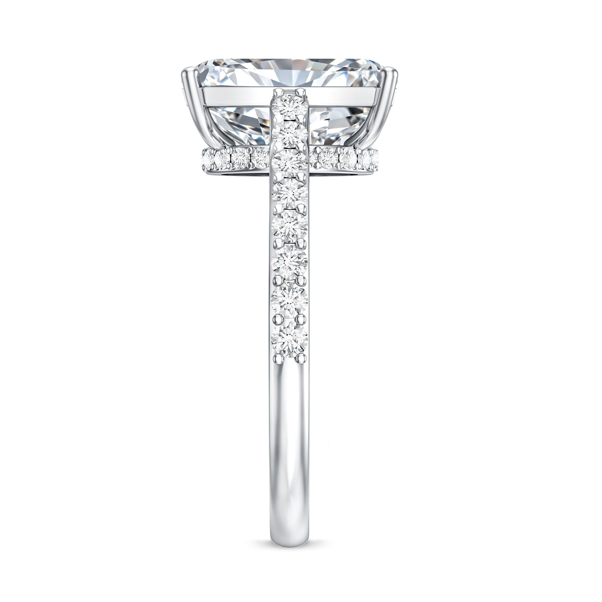 IGI Certified Radiant Cut 4 Carat Lab Grown Diamond Solitaire Engagement Ring with Hidden Halo Lab - ( E-VS1 ) - Rosec Jewels