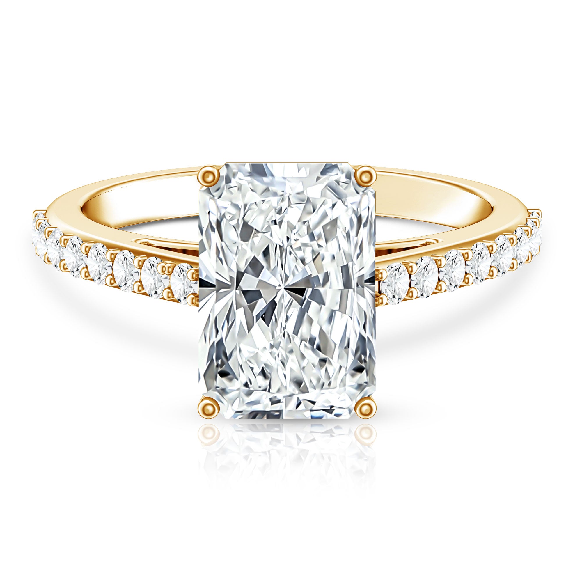 IGI Certified Radiant Cut 4 Carat Lab Grown Diamond Solitaire Engagement Ring with Hidden Halo Lab - ( E-VS1 ) - Rosec Jewels