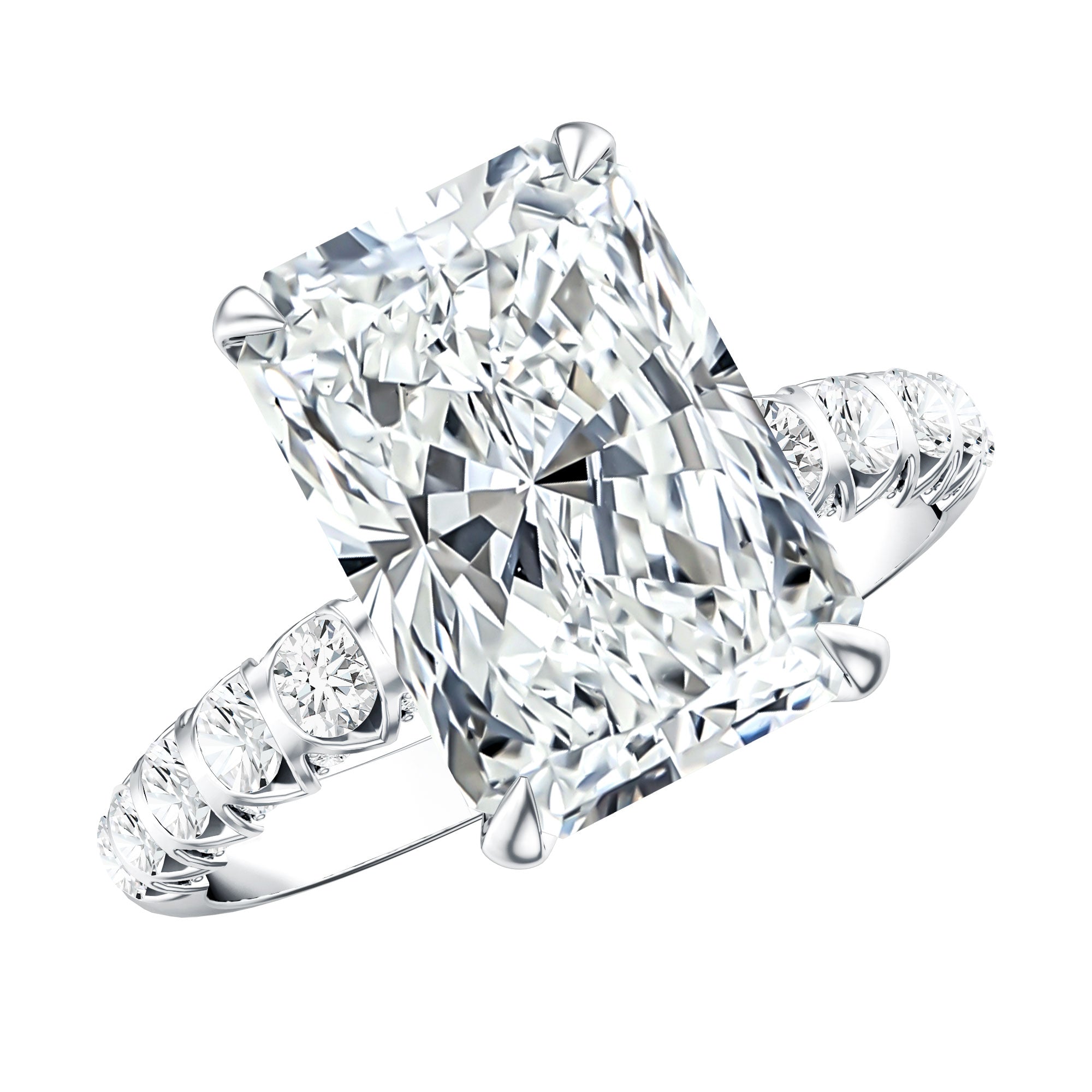 Rosec Jewels-Radiant Cut Lab Grown Diamond Huge Engagement Ring 5 Carat IGI Certified