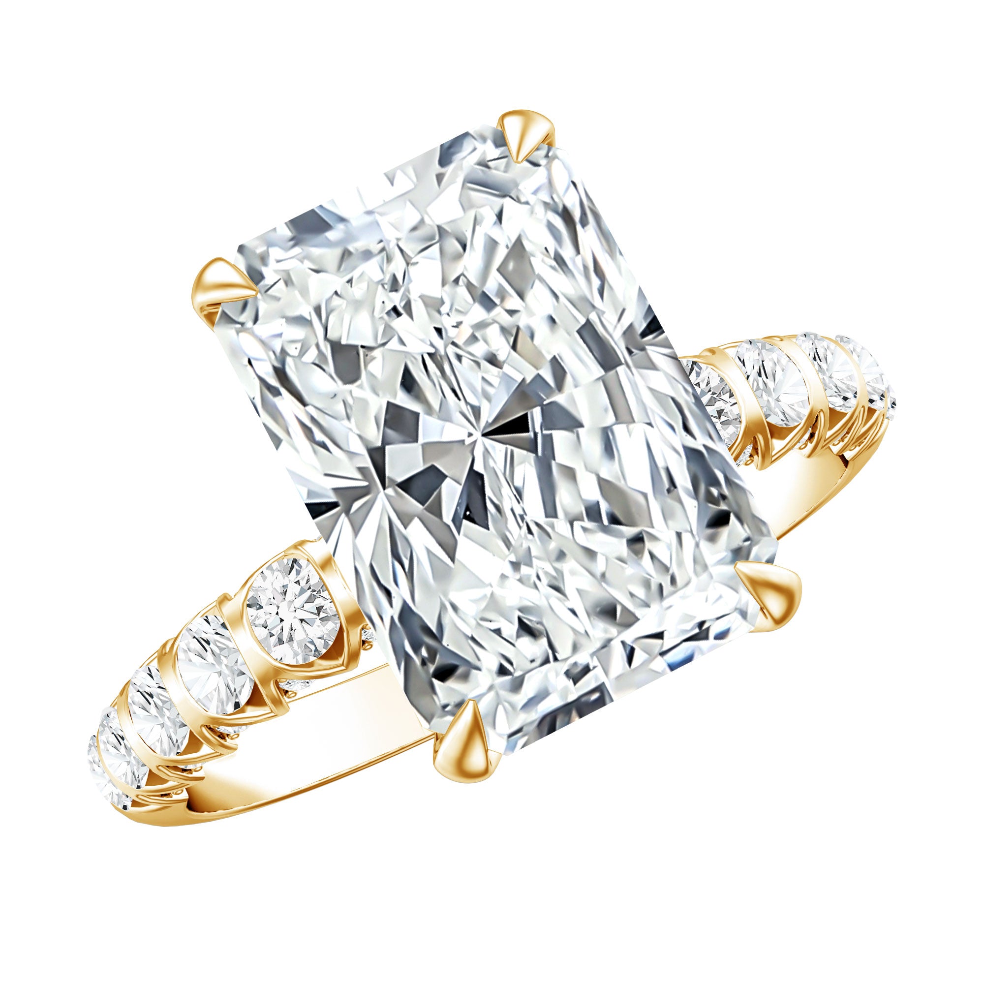 Rosec Jewels-Radiant Cut Lab Grown Diamond Huge Engagement Ring 5 Carat IGI Certified