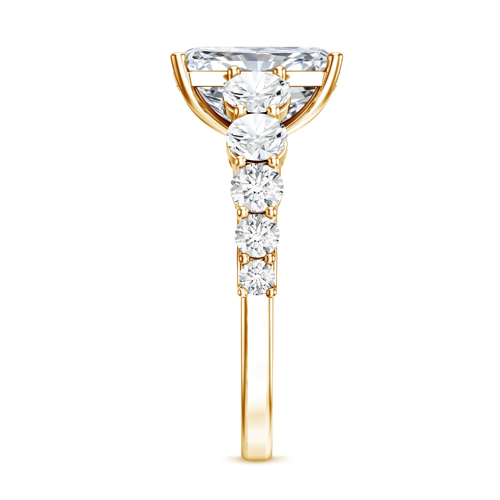 IGI Certified 3 Carat Radiant Cut Lab Grown Diamond Side Stone Engagement Ring Lab - ( E-VS1 ) - Rosec Jewels