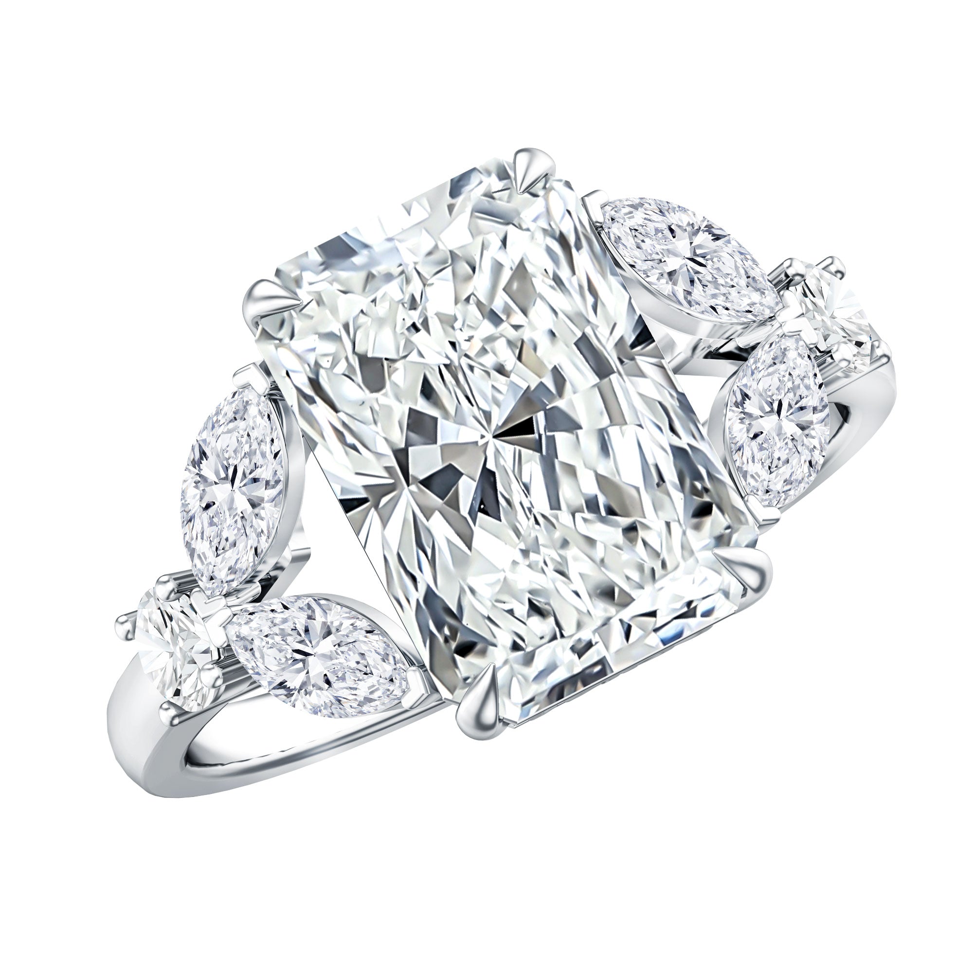 Rosec Jewels-4 Carat Radiant Cut Lab Grown Diamond Split Shank Engagement Ring IGI Certified