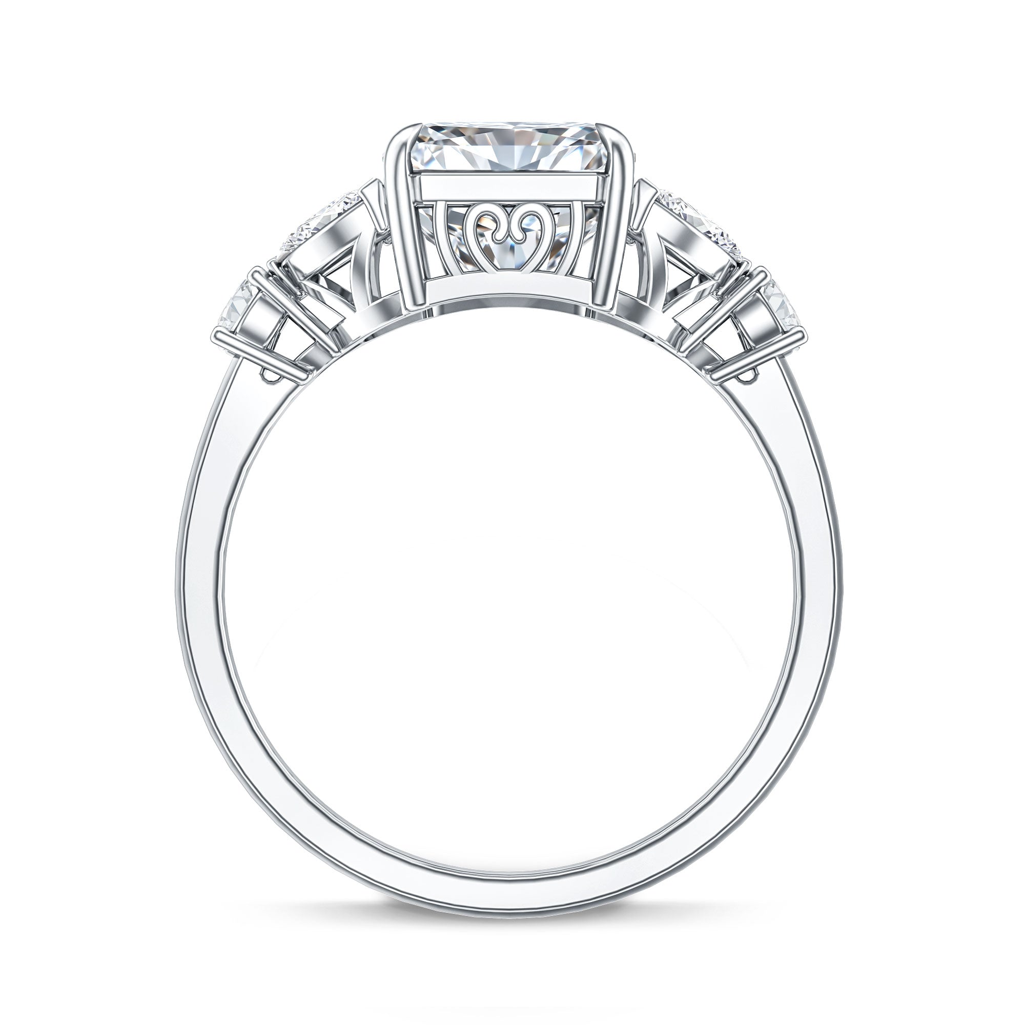 Rosec Jewels-4 Carat Radiant Cut Lab Grown Diamond Split Shank Engagement Ring IGI Certified