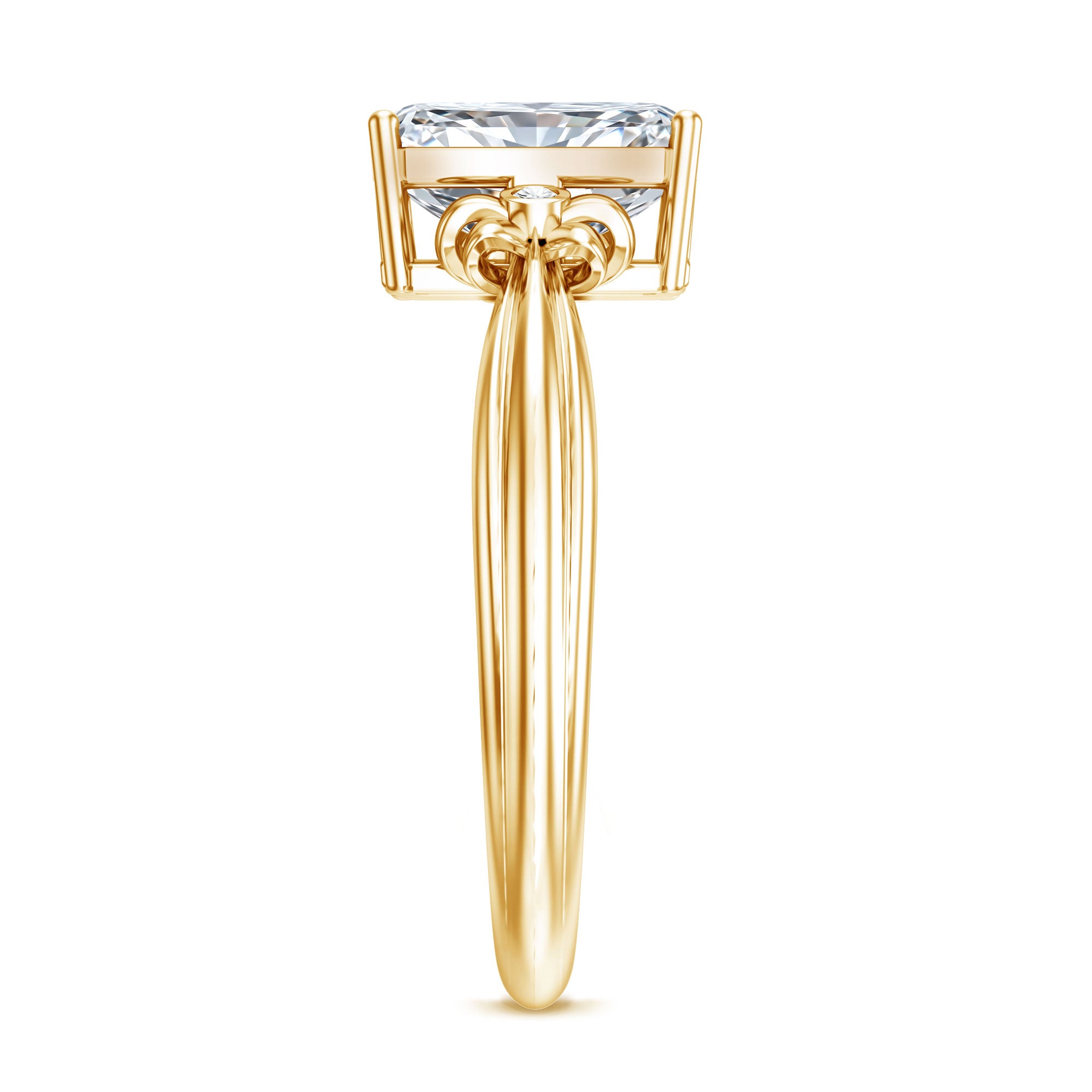 Rosec Jewels-IGI Certified 2 Carat Lab Grown Diamond Radiant Cut Engagement Ring with Bow