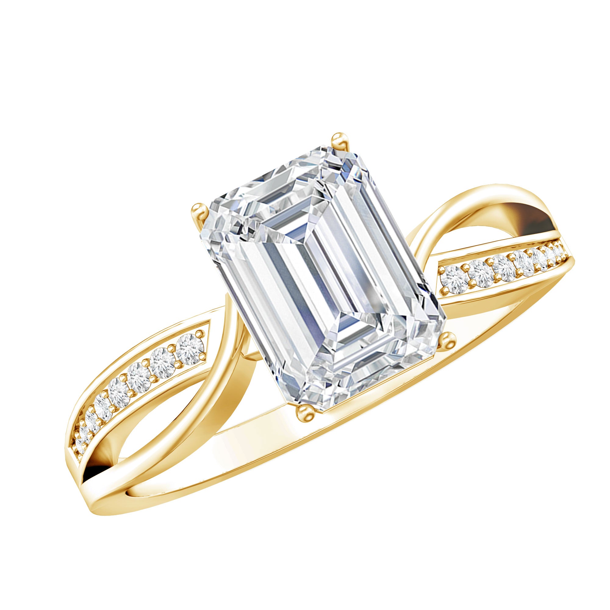 IGI Certified 2 Carat Emerald Cut Lab Grown Diamond Infinity Engagement Ring Lab - ( E-VS1 ) - Rosec Jewels