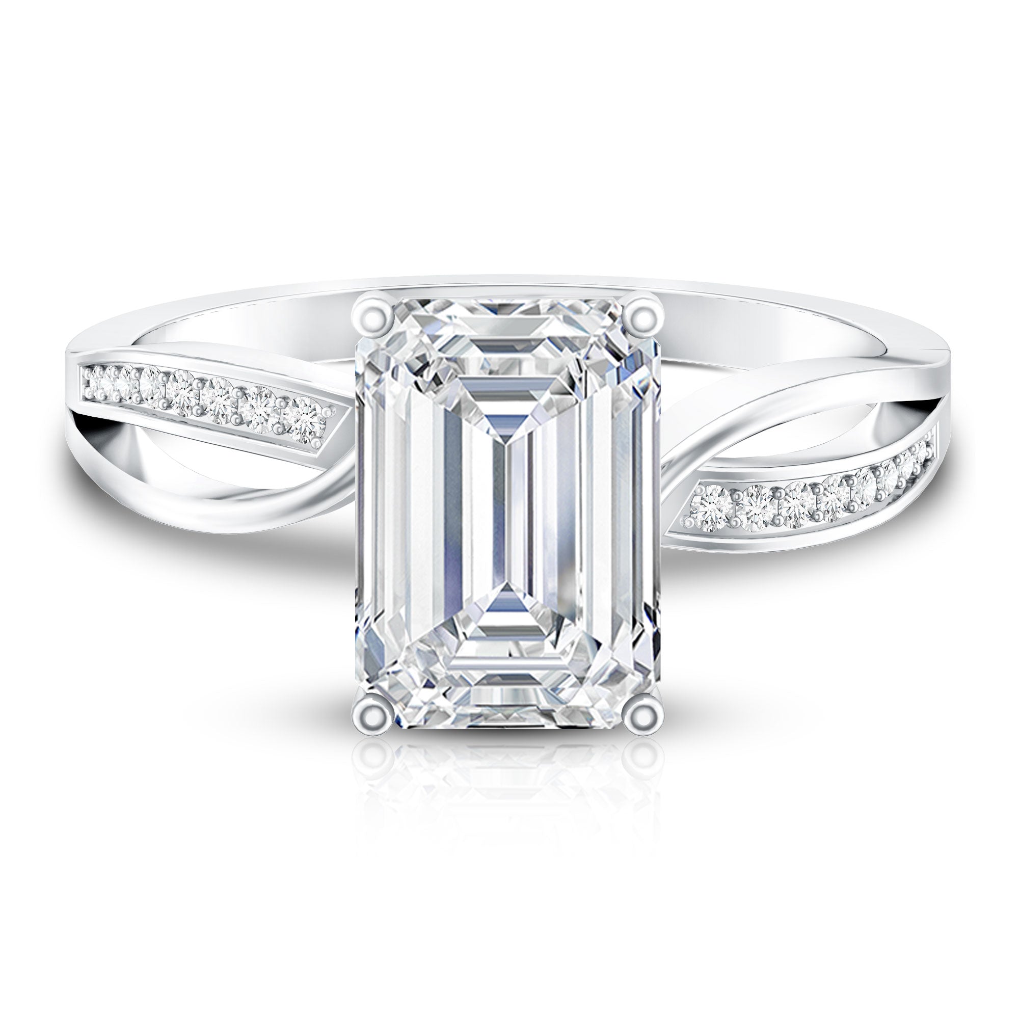 Rosec Jewels-3 Carat Emerald Cut Lab Grown Diamond Infinity Engagement Ring IGI Certified