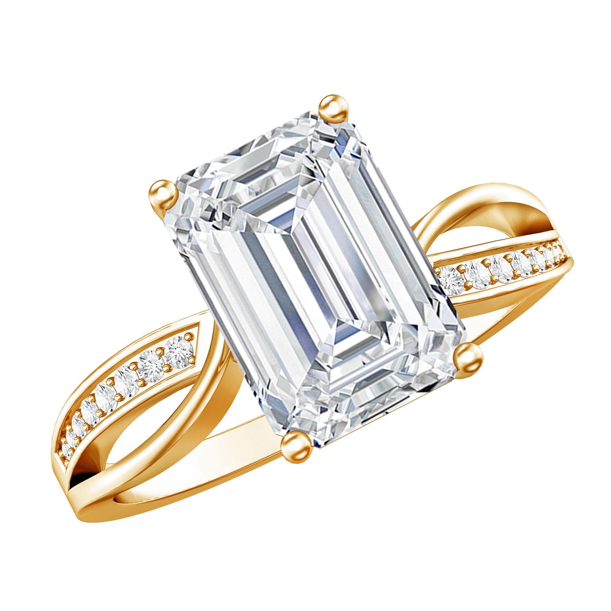 3 Carat Emerald Cut Lab Grown Diamond Infinity Engagement Ring IGI Certified Lab - ( E-VS1 ) - Rosec Jewels