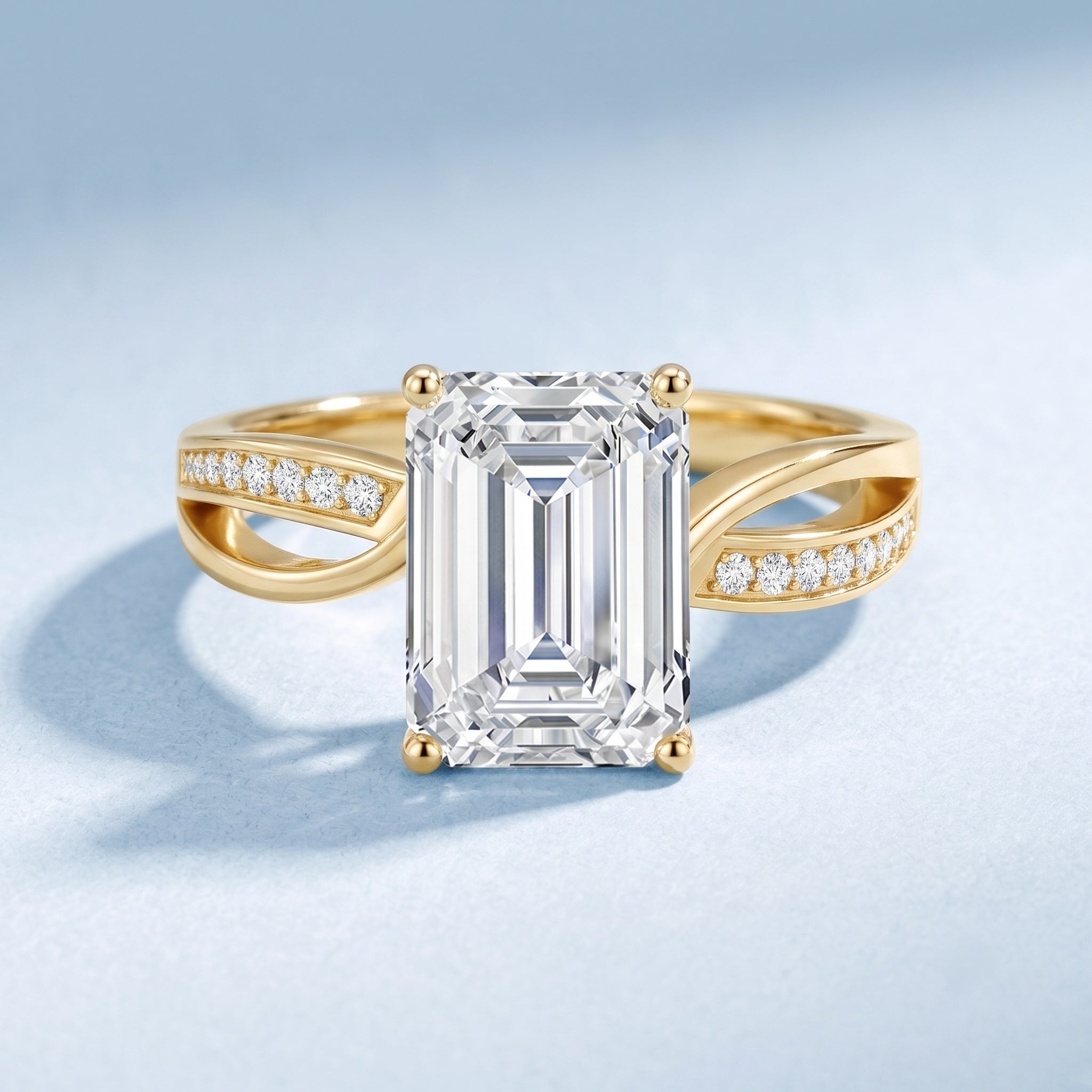 3 Carat Emerald Cut Lab Grown Diamond Infinity Engagement Ring IGI Certified Lab - ( E-VS1 ) - Rosec Jewels