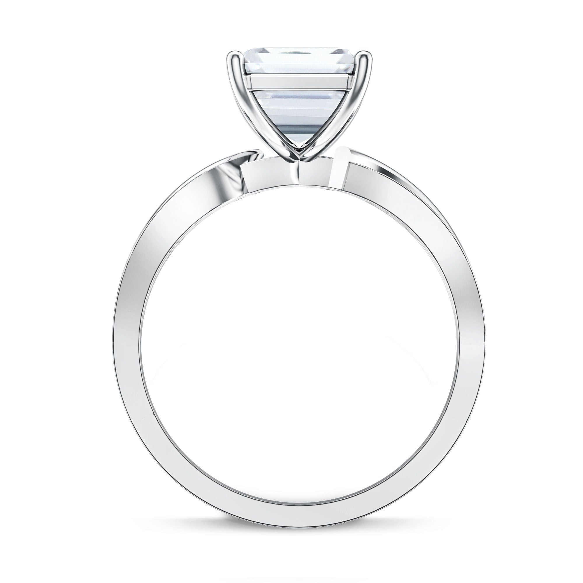 Rosec Jewels-Huge 5 Carat Emerald Cut Lab Grown Diamond Infinity Band Engagement Ring with IGI Certificate