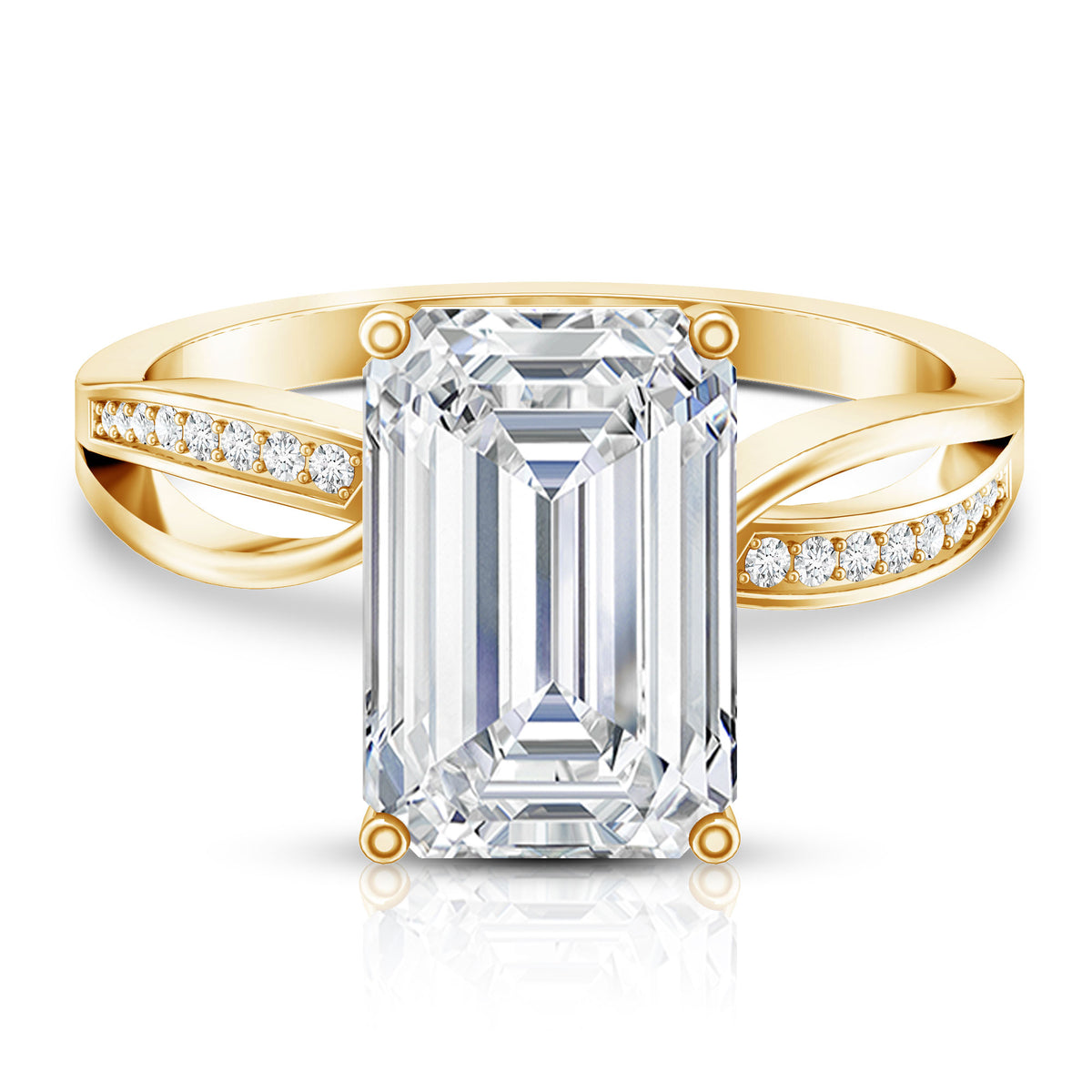 Huge 5 Carat Emerald Cut Lab Grown Diamond Infinity Band Engagement Ring with IGI Certificate Lab - ( E-VS1 ) - Rosec Jewels