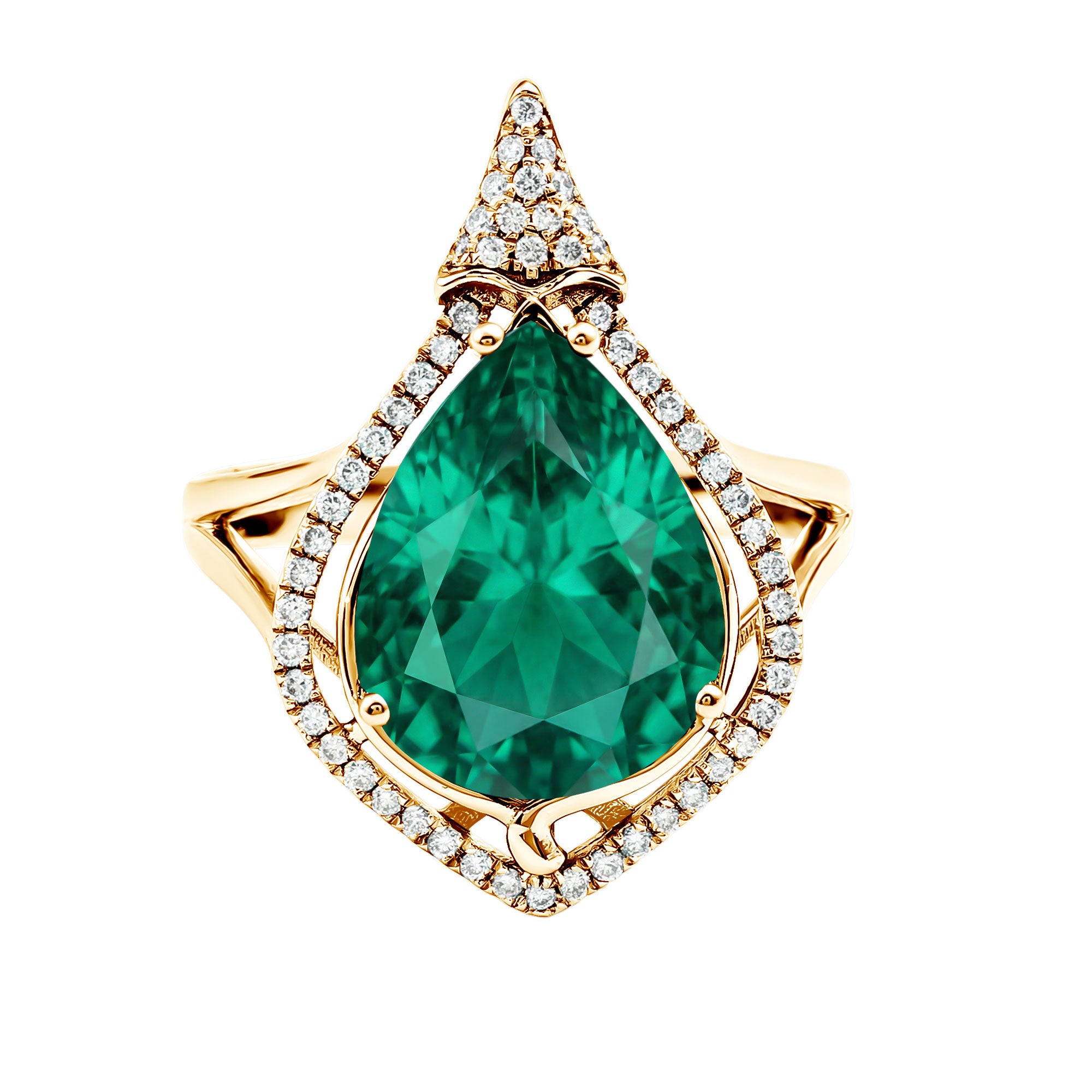 Vintage Inspired 2.5 Carat Lab Grown Emerald and Diamond Statement Engagement Ring AAAA - Rosec Jewels