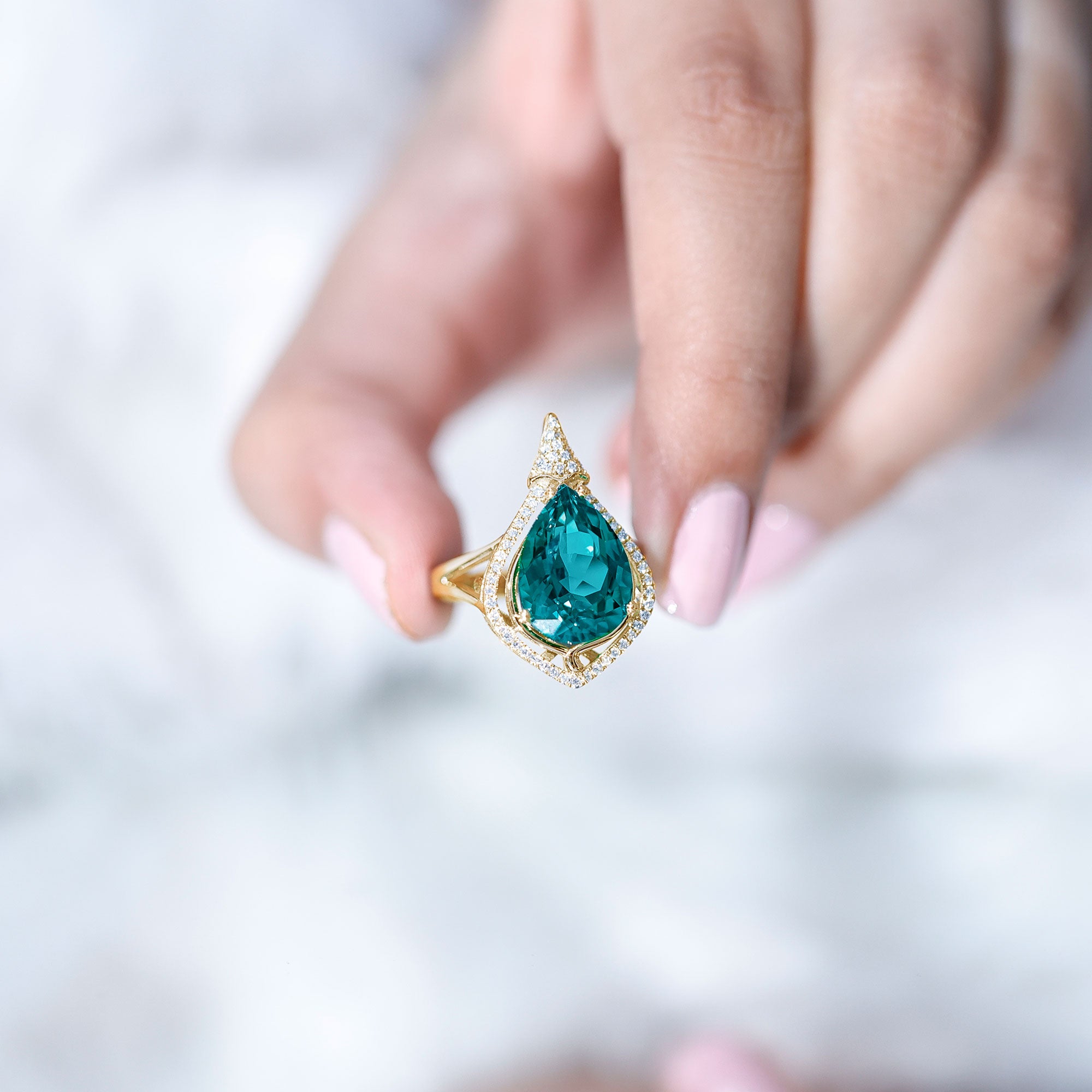 Vintage Inspired 2.5 Carat Lab Grown Emerald and Diamond Statement Engagement Ring AAAA - Rosec Jewels