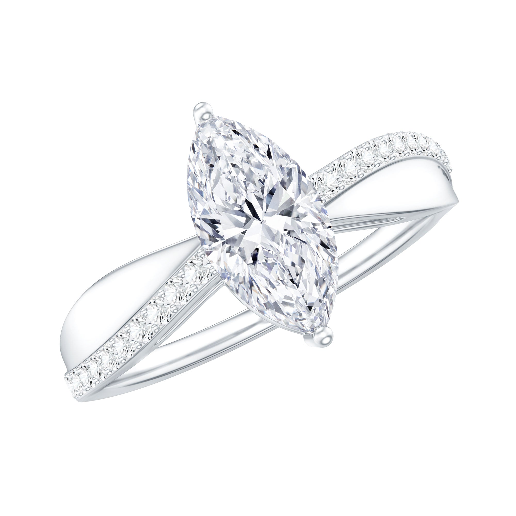 1 Carat Marquise Cut Engagement Ring with IGI Certified Lab Grown Diamond Lab - ( E-VS1 ) - Rosec Jewels