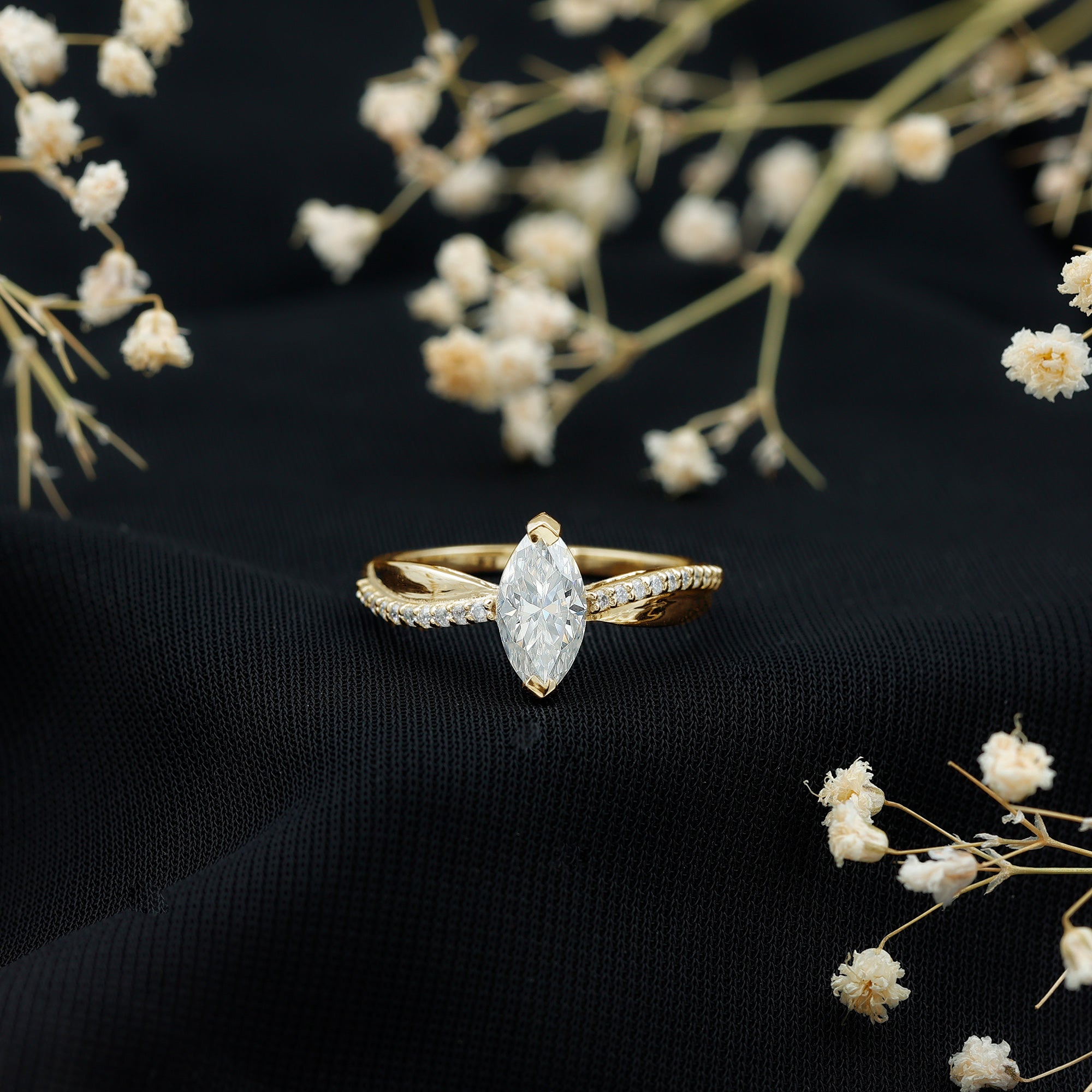1 Carat Marquise Cut Engagement Ring with IGI Certified Lab Grown Diamond Lab - ( E-VS1 ) - Rosec Jewels