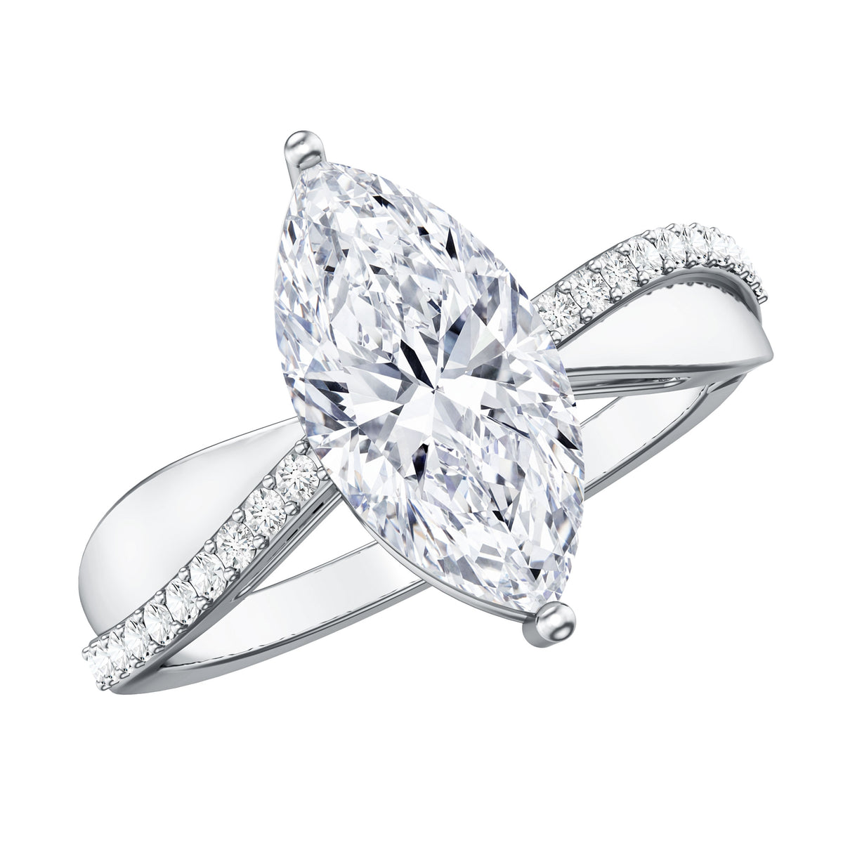 IGI Certified Lab Grown Diamond Marquise Solitaire Engagement Ring 2 Carat Lab - ( E-VS1 ) - Rosec Jewels