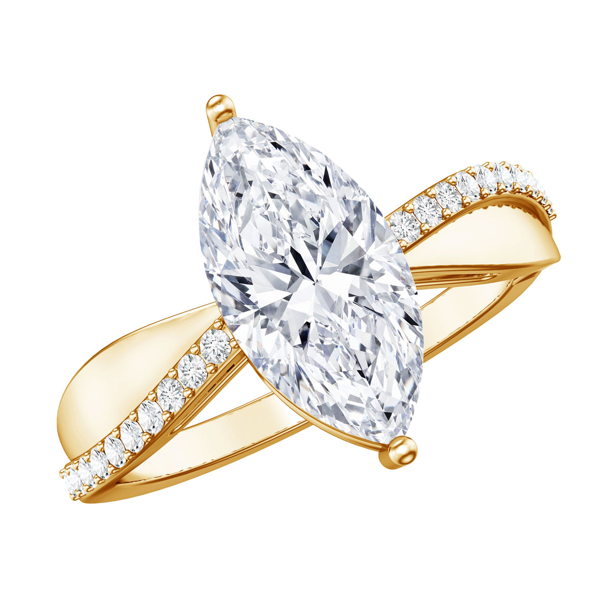 IGI Certified Lab Grown Diamond Marquise Solitaire Engagement Ring 2 Carat Lab - ( E-VS1 ) - Rosec Jewels