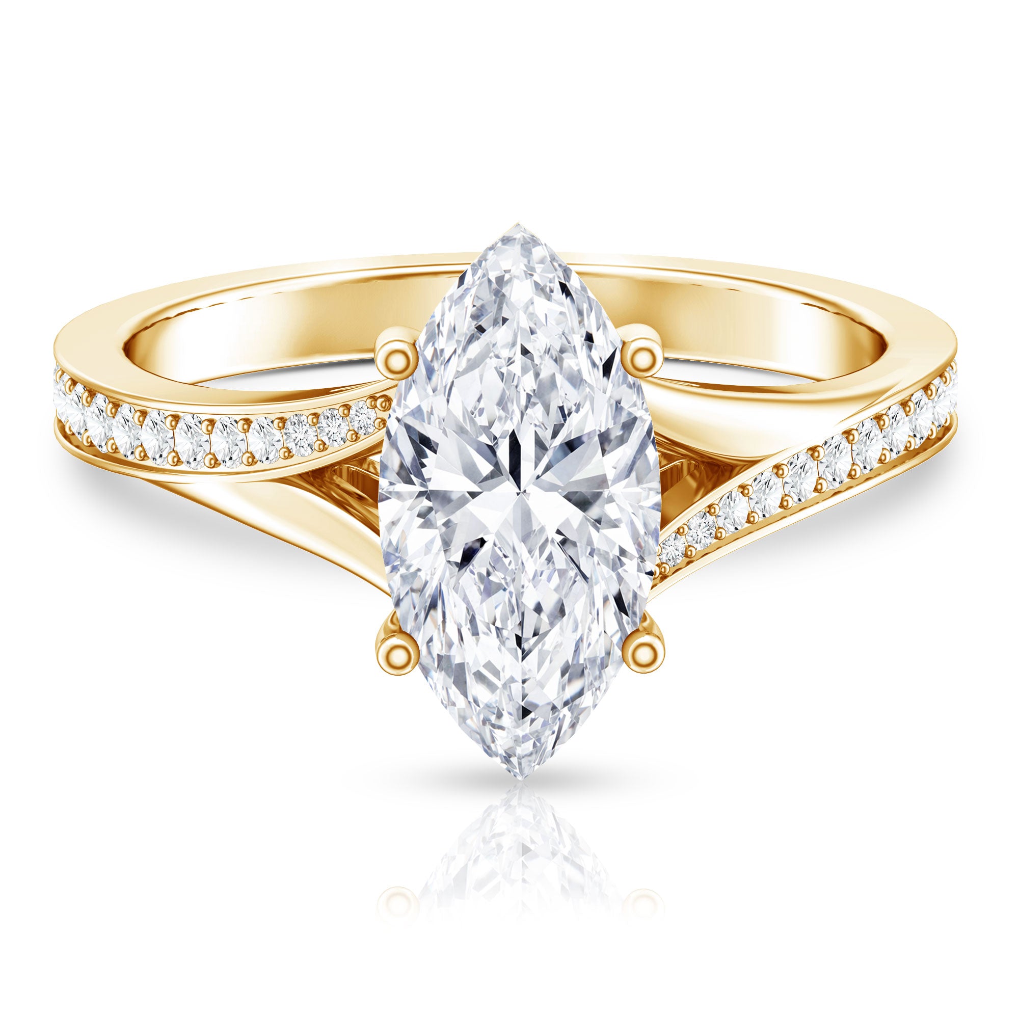 Rosec Jewels-2 Carat IGI Certified Lab Grown Diamond Marquise Engagement Ring with Split Shank