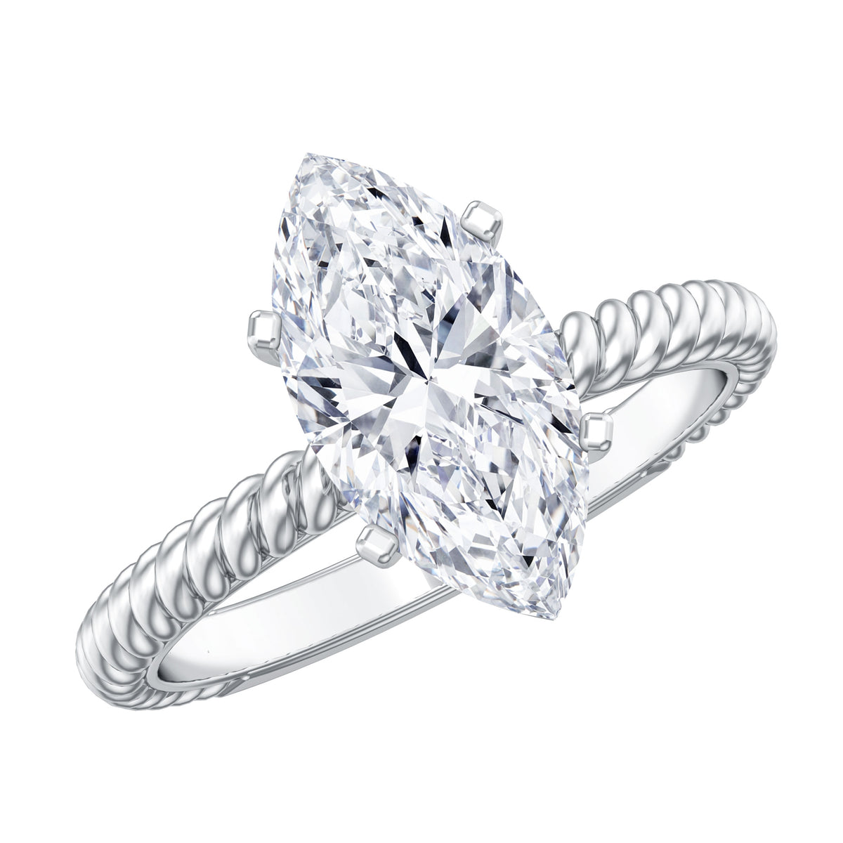 Marquise Cut 2 Carat Lab Grown Diamond Solitaire Engagement Ring IGI Certified Lab - ( E-VS1 ) - Rosec Jewels