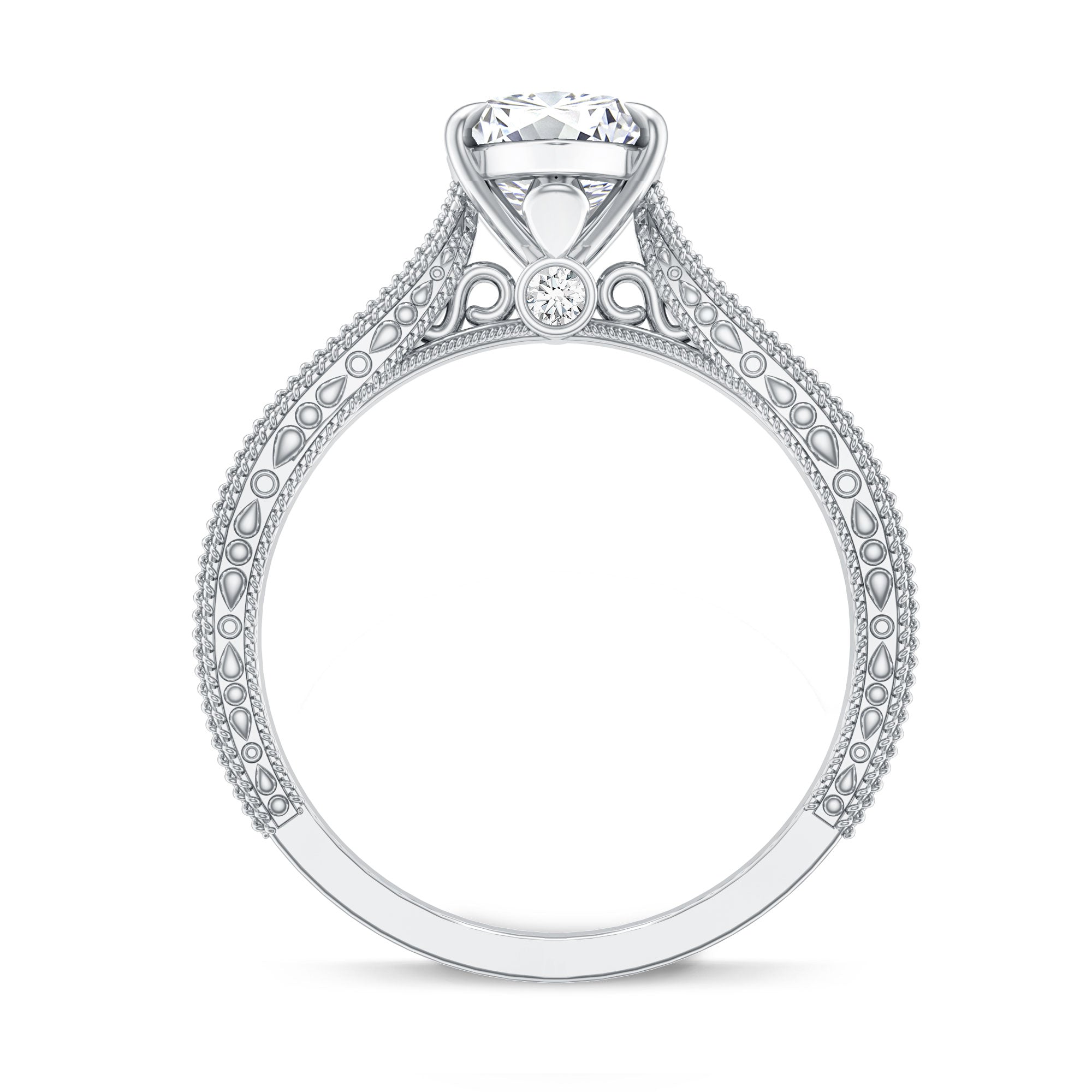 IGI Certified Antique Looking 2 Carat Marquise Lab Diamond Engagement Ring with Engraved Shank Lab - ( E-VS1 ) - Rosec Jewels