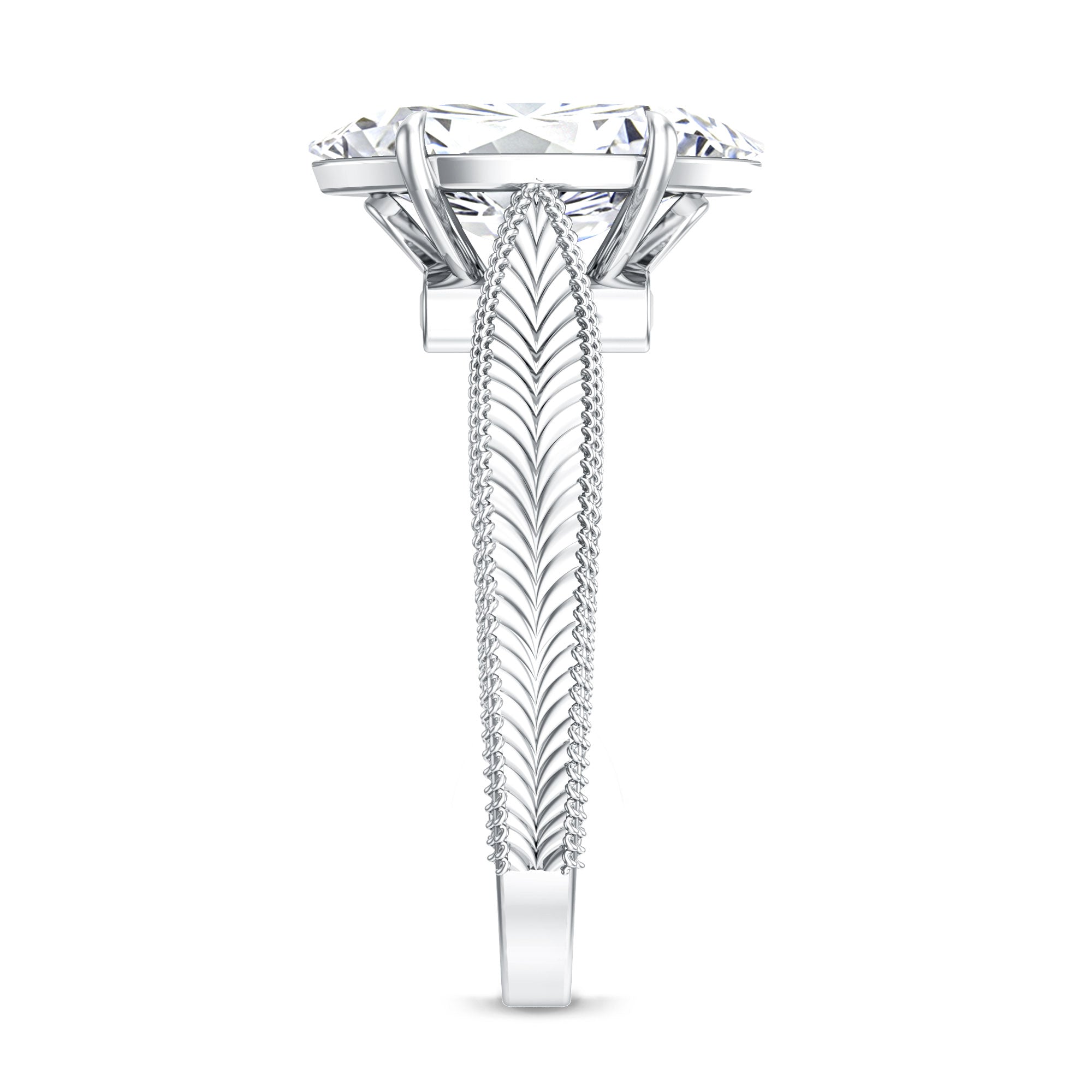 IGI Certified Antique Looking 2 Carat Marquise Lab Diamond Engagement Ring with Engraved Shank Lab - ( E-VS1 ) - Rosec Jewels