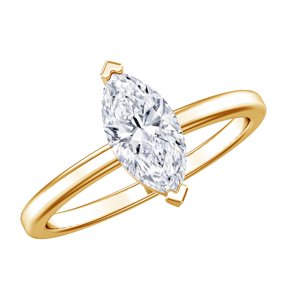Classic Marquise Cut Lab Grown Diamond 1 Carat Engagement Ring with IGI Certificate Lab - ( E-VS1 ) - Rosec Jewels