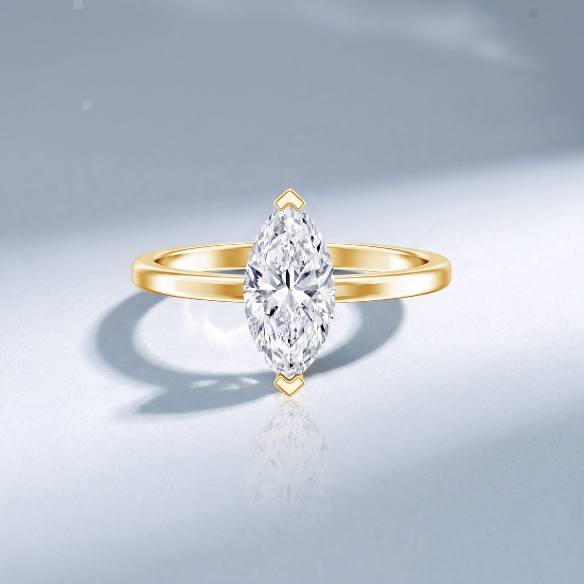 Classic Marquise Cut Lab Grown Diamond 1 Carat Engagement Ring with IGI Certificate Lab - ( E-VS1 ) - Rosec Jewels