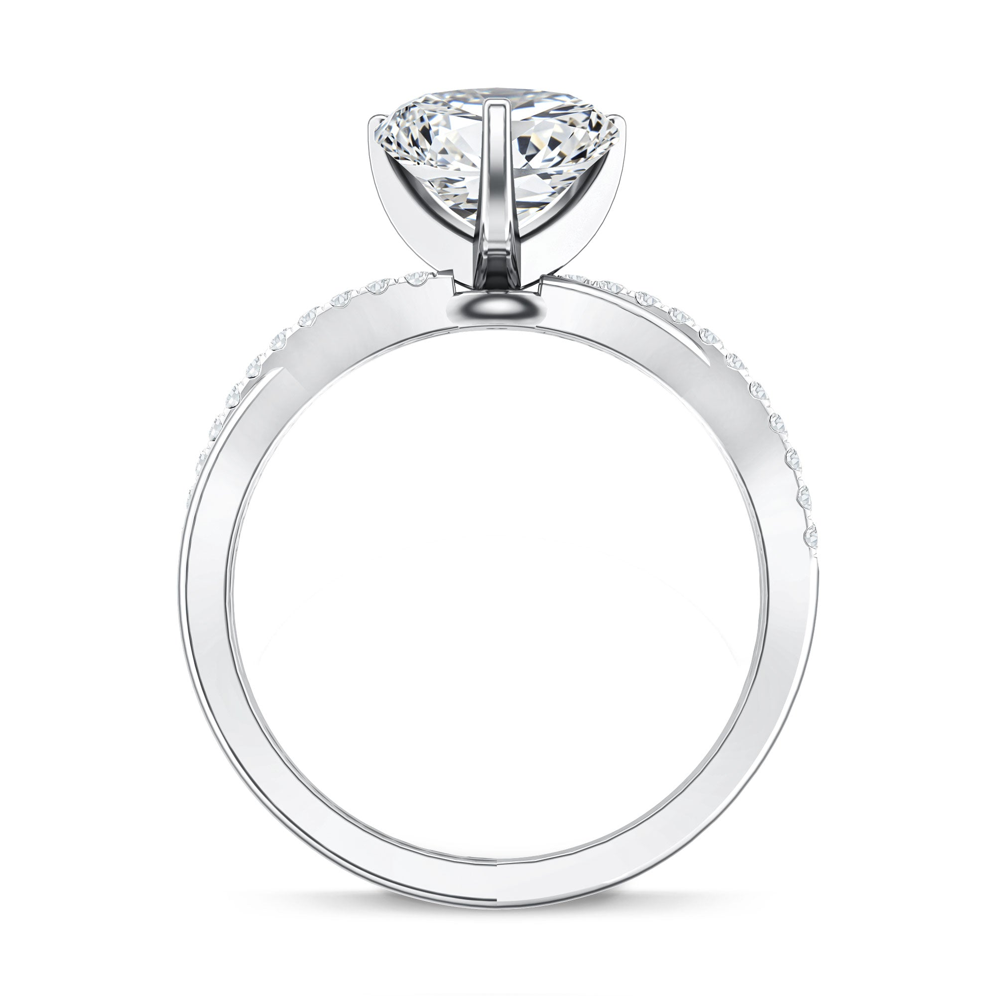 2 Carat Heart Shaped Lab Grown Diamond Crossover Engagement Ring IGI Certified Lab - ( E-VS1 ) - Rosec Jewels
