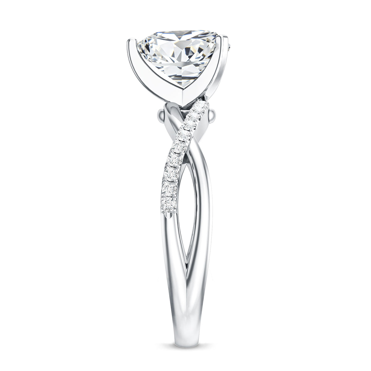 2 Carat Heart Shaped Lab Grown Diamond Crossover Engagement Ring IGI Certified Lab - ( E-VS1 ) - Rosec Jewels