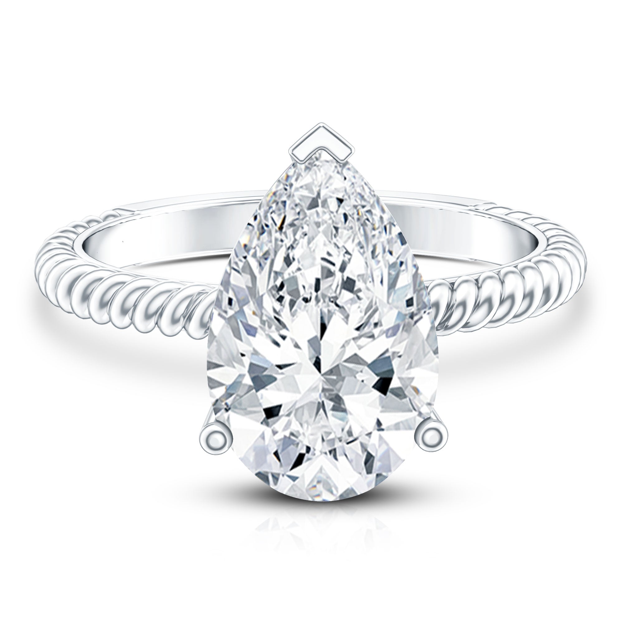 Rosec Jewels-4 Carat Solitaire Lab Created Diamond Teardrop Engagement Ring with IGI Certificate