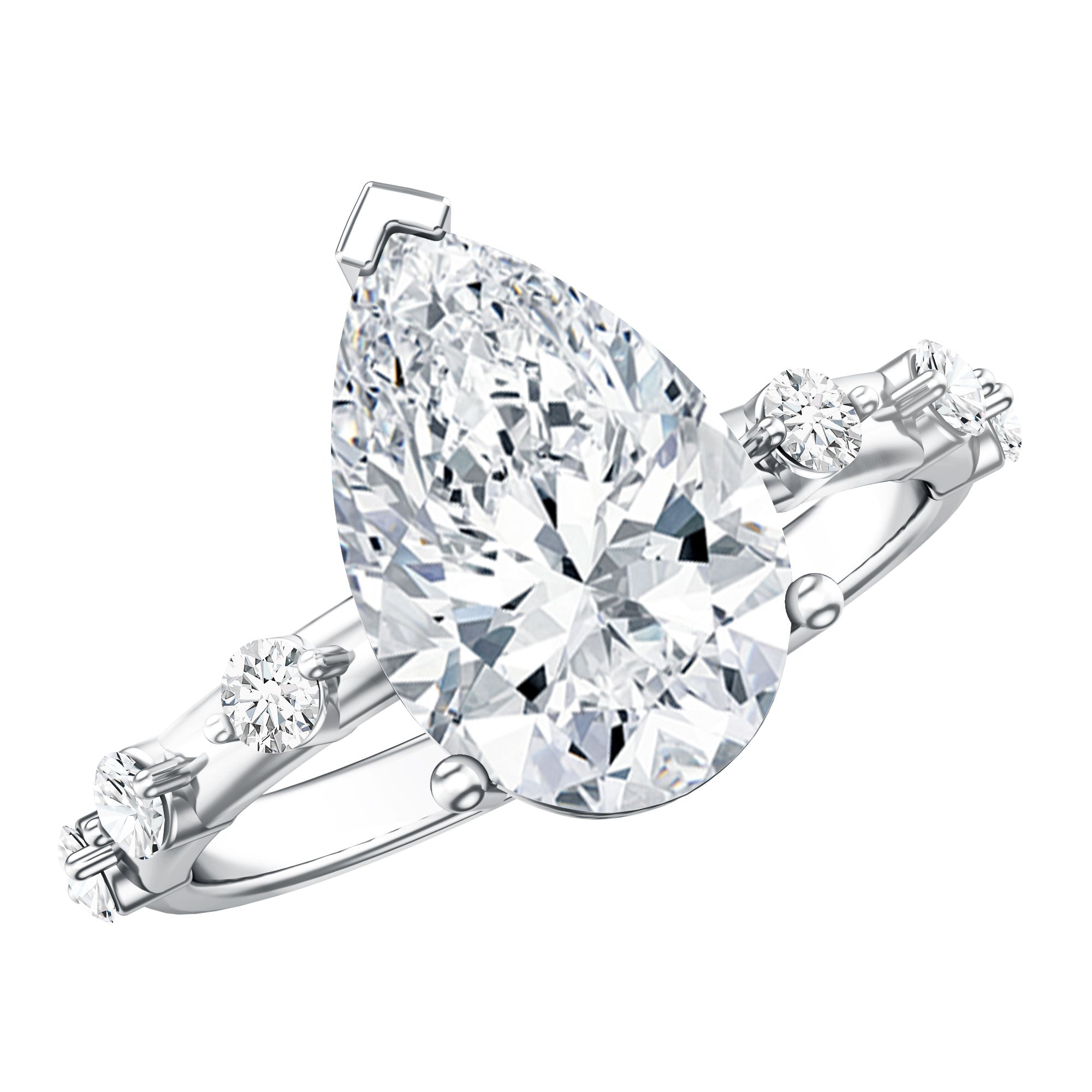 Rosec Jewels-3 Carat Lab Grown Pear Shaped Diamond Solitaire Engagement Ring with IGI Certificate