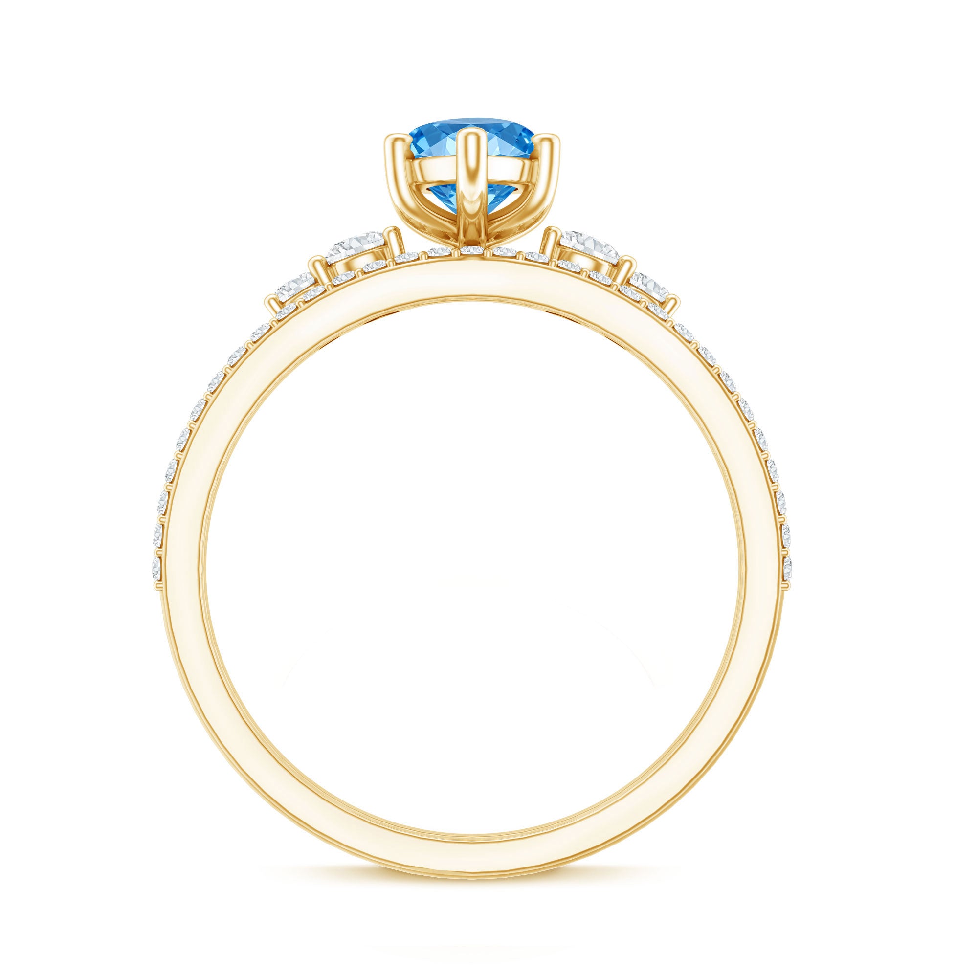 1 Carat Marquise Cut Lab Grown Blue Diamond Solitaire Wedding Ring Set with IGI Certificate Vivid Blue - VS1 - Rosec Jewels