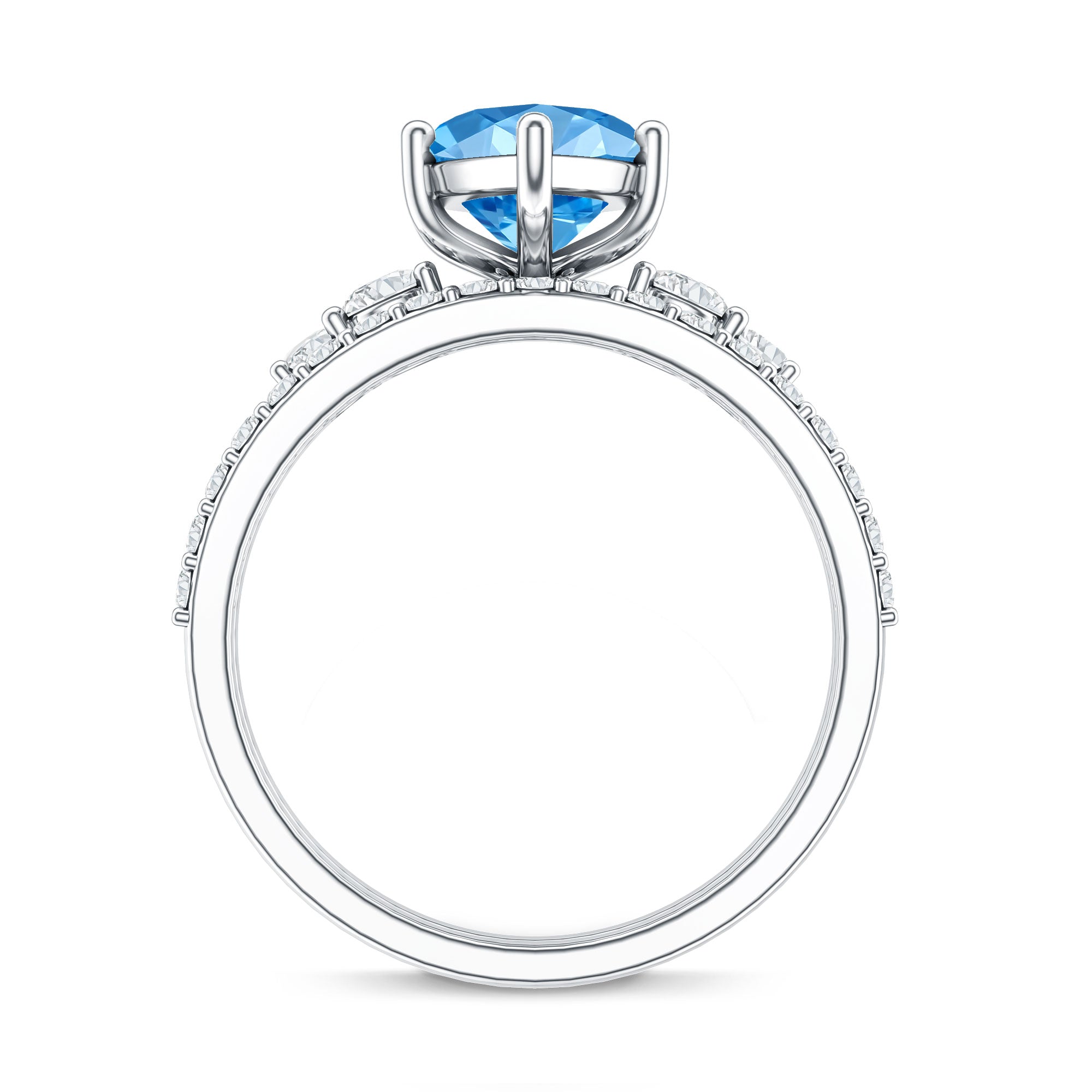 IGI Certified Marquise Cut Lab Grown 3 Carat Blue Diamond Engagement Ring with Enhancer Vivid Blue - VS1 - Rosec Jewels