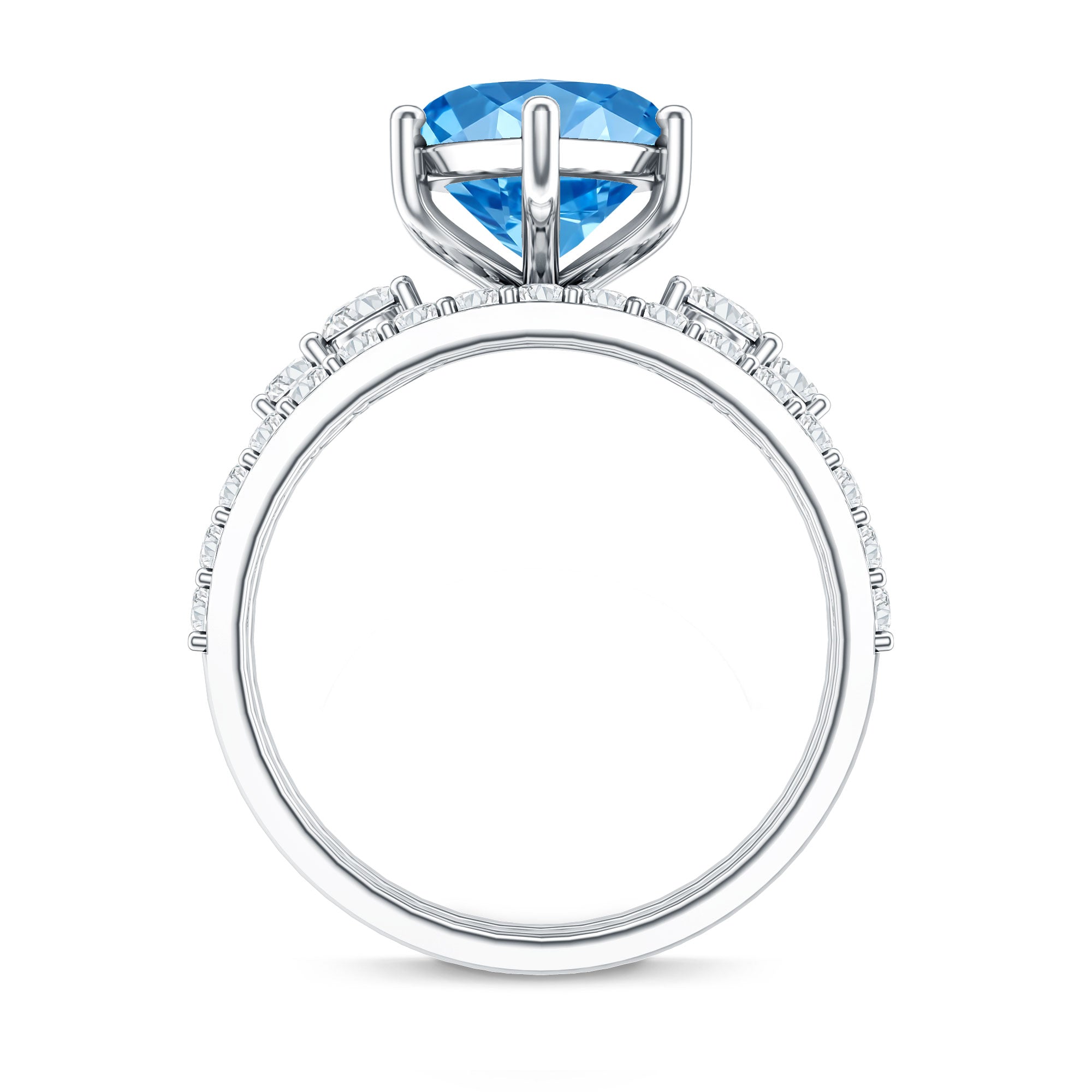 Huge 4 Carat Lab Grown Blue Diamond Solitaire Bridal Ring Set with IGI Certificate Vivid Blue - VS1 - Rosec Jewels