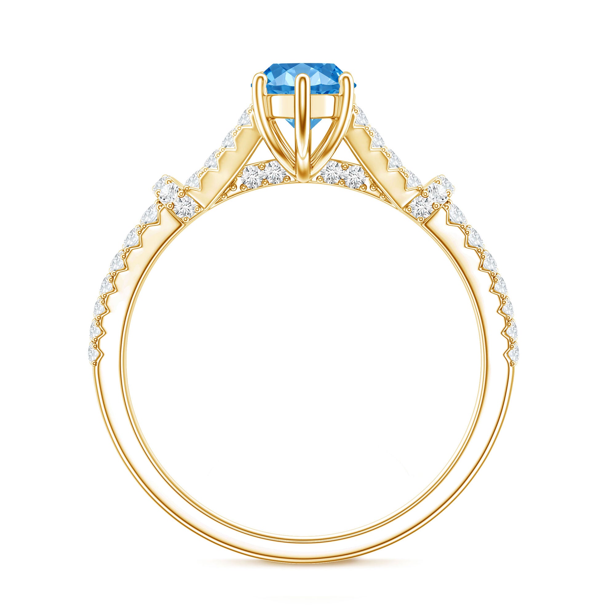 IGI Certified 1 Carat Lab Grown Blue Diamond Engagement Ring with Split Shank Vivid Blue - VS1 - Rosec Jewels