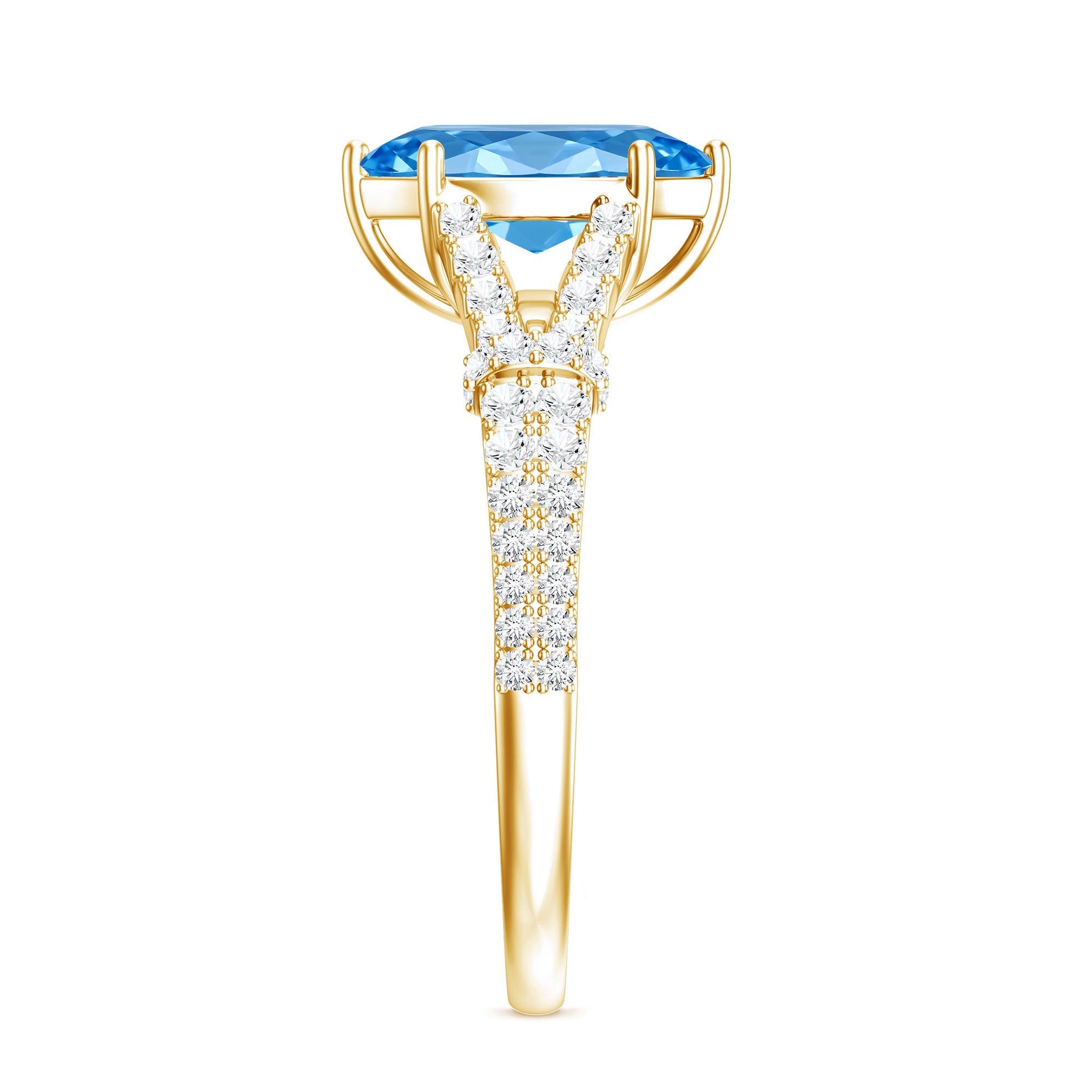 IGI Certified 1 Carat Lab Grown Blue Diamond Engagement Ring with Split Shank Vivid Blue - VS1 - Rosec Jewels