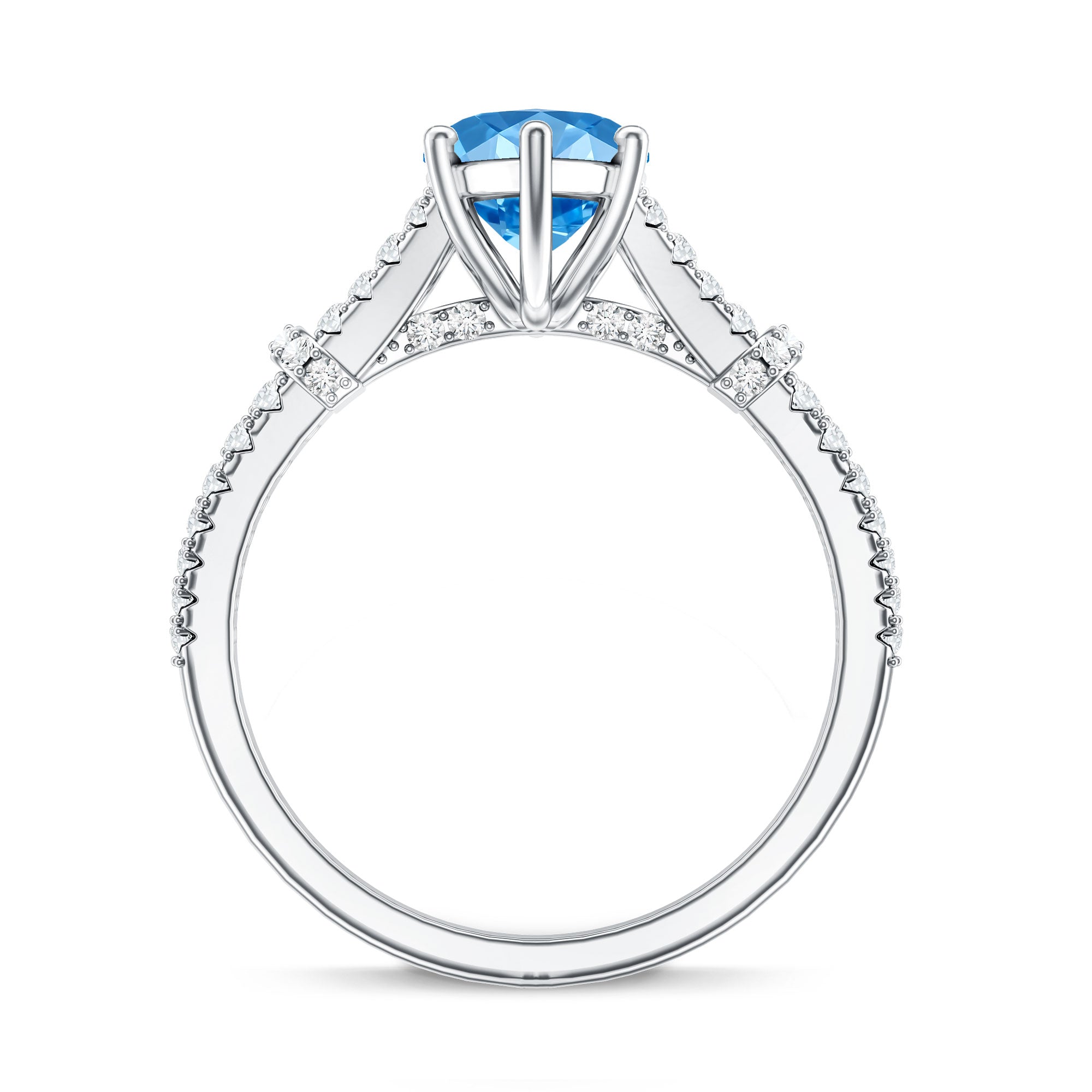 IGI Certified Marquise Cut Lab Grown Blue Diamond 2 Carat Engagement Ring with Split Shank Vivid Blue - VS1 - Rosec Jewels